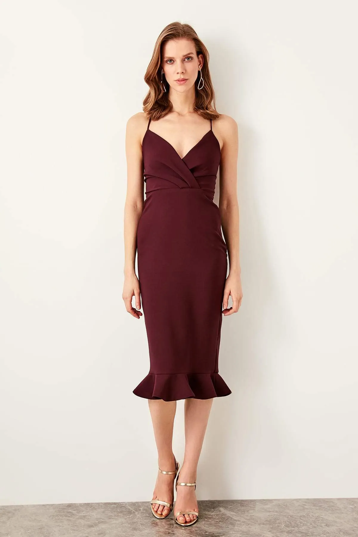 11667 Plum Back Cross Strap Dress