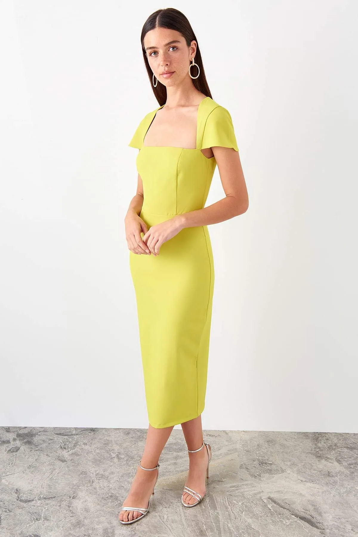 11696 Lemon Green Pencil Dress