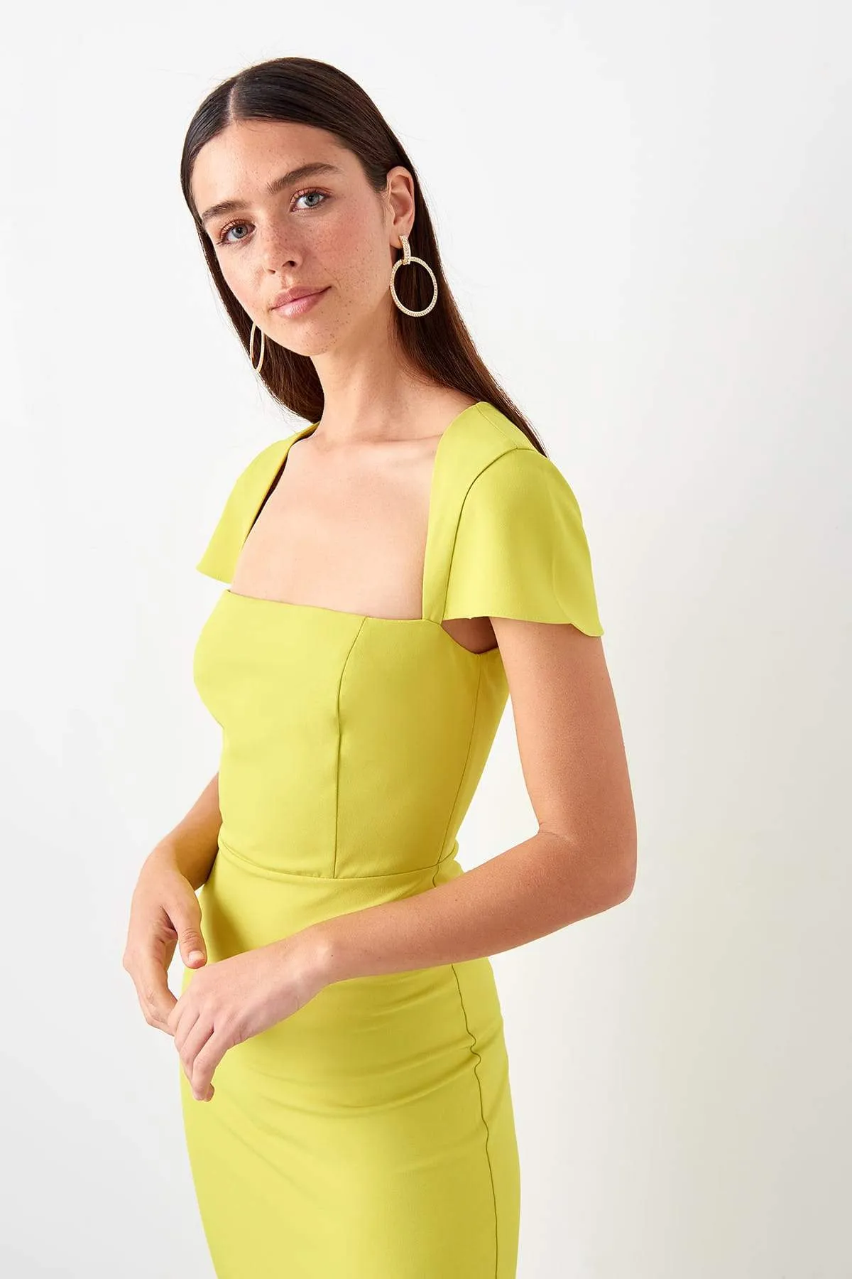 11696 Lemon Green Pencil Dress