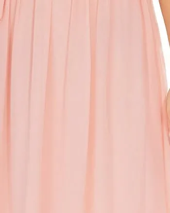 A-Line Pleated Chiffon Tie-Waist Evening Dress | Pink