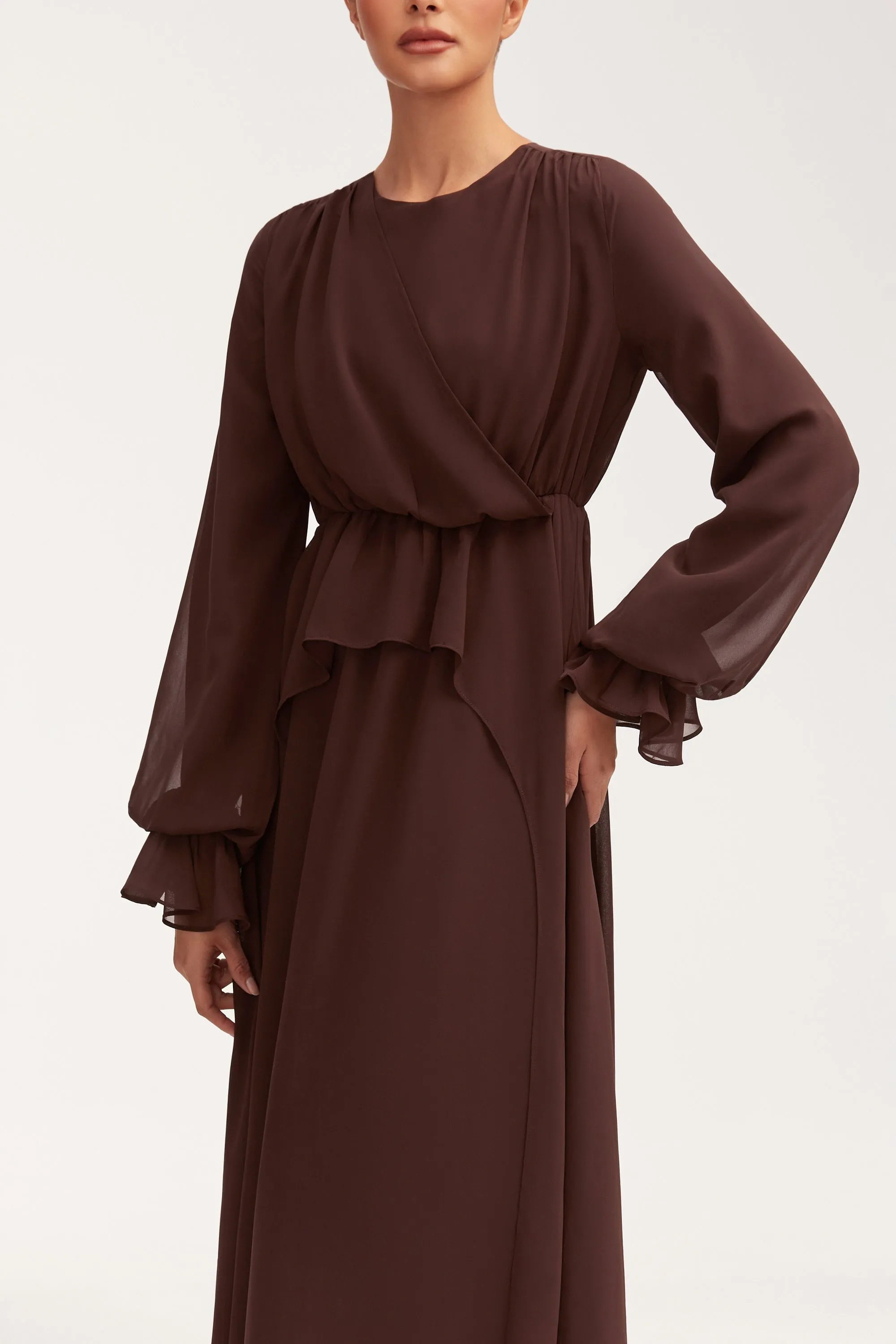 Aara Chiffon Maxi Dress - Chocolate