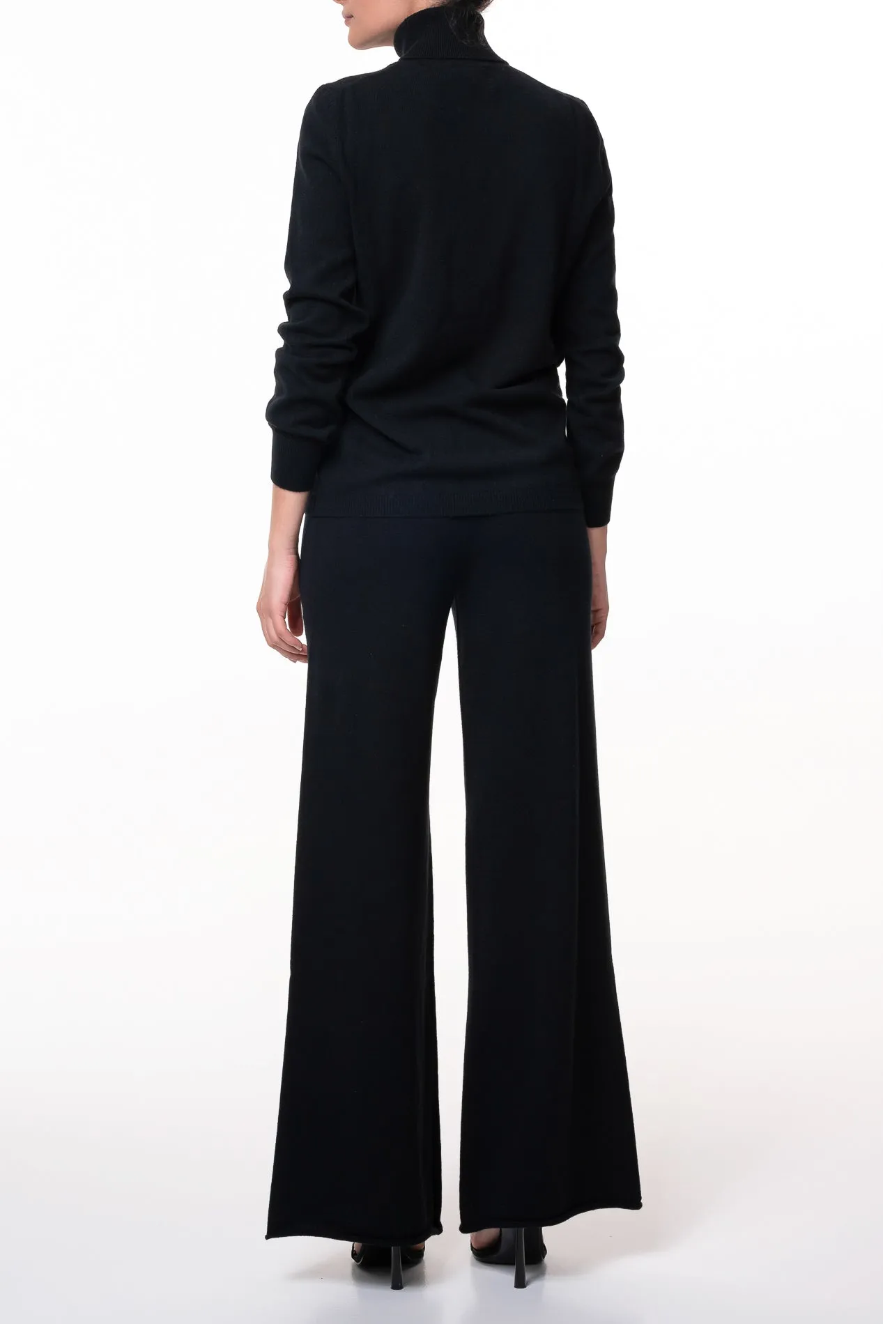 Akeem Cashmere Wide-Leg Pants In Black