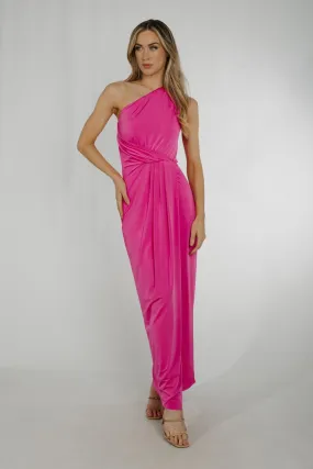 Alana Drape Front Dress In Pink