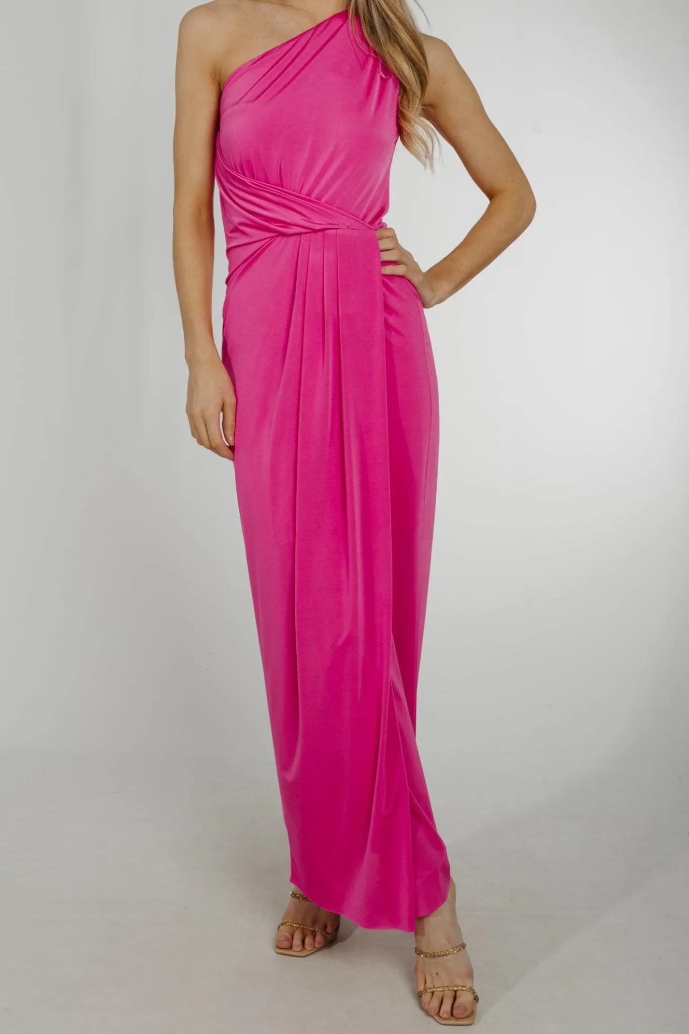 Alana Drape Front Dress In Pink