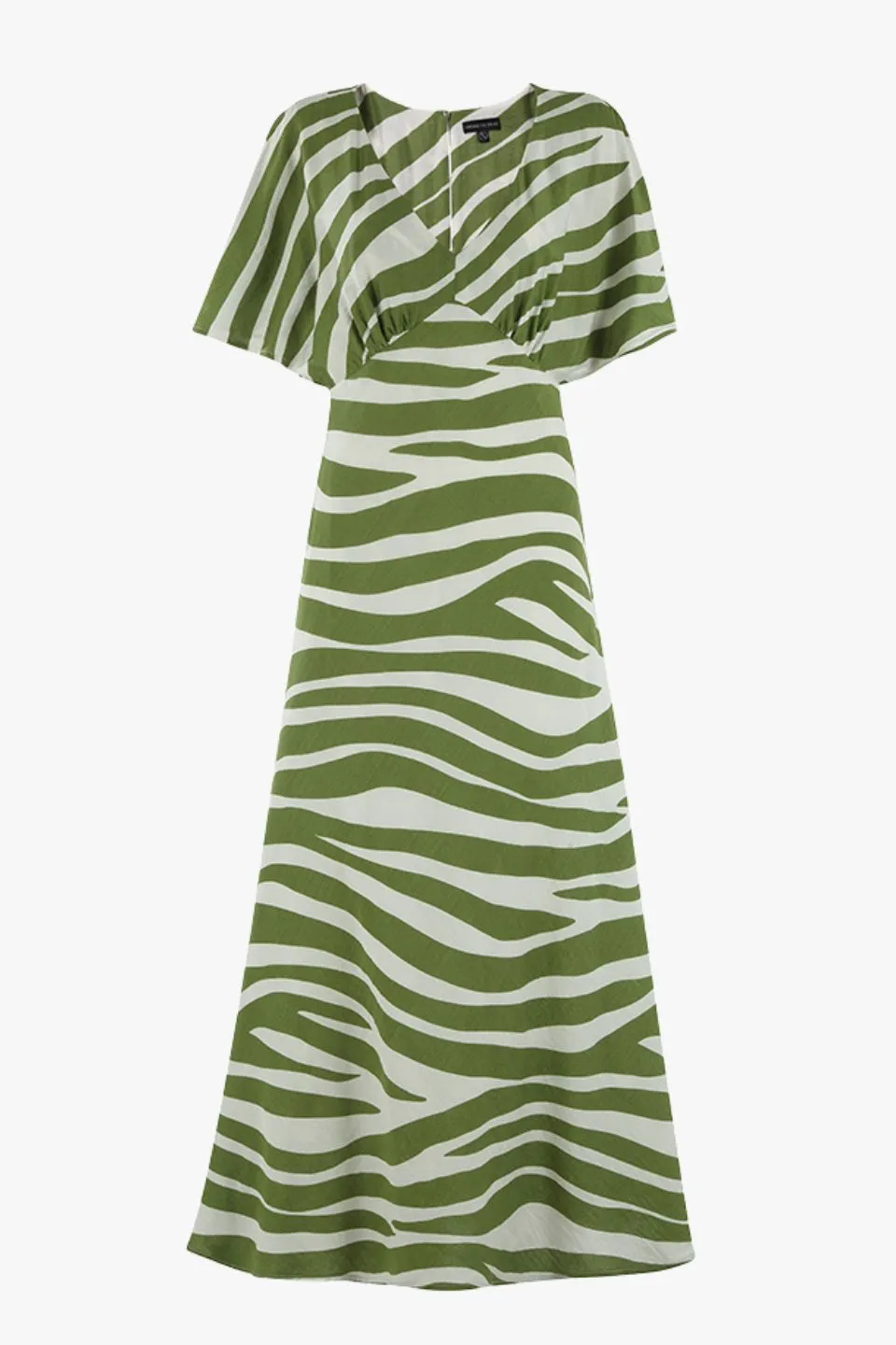 Anticipate Green Zebra Kimono Short Sleeve Bias Maxi Dress