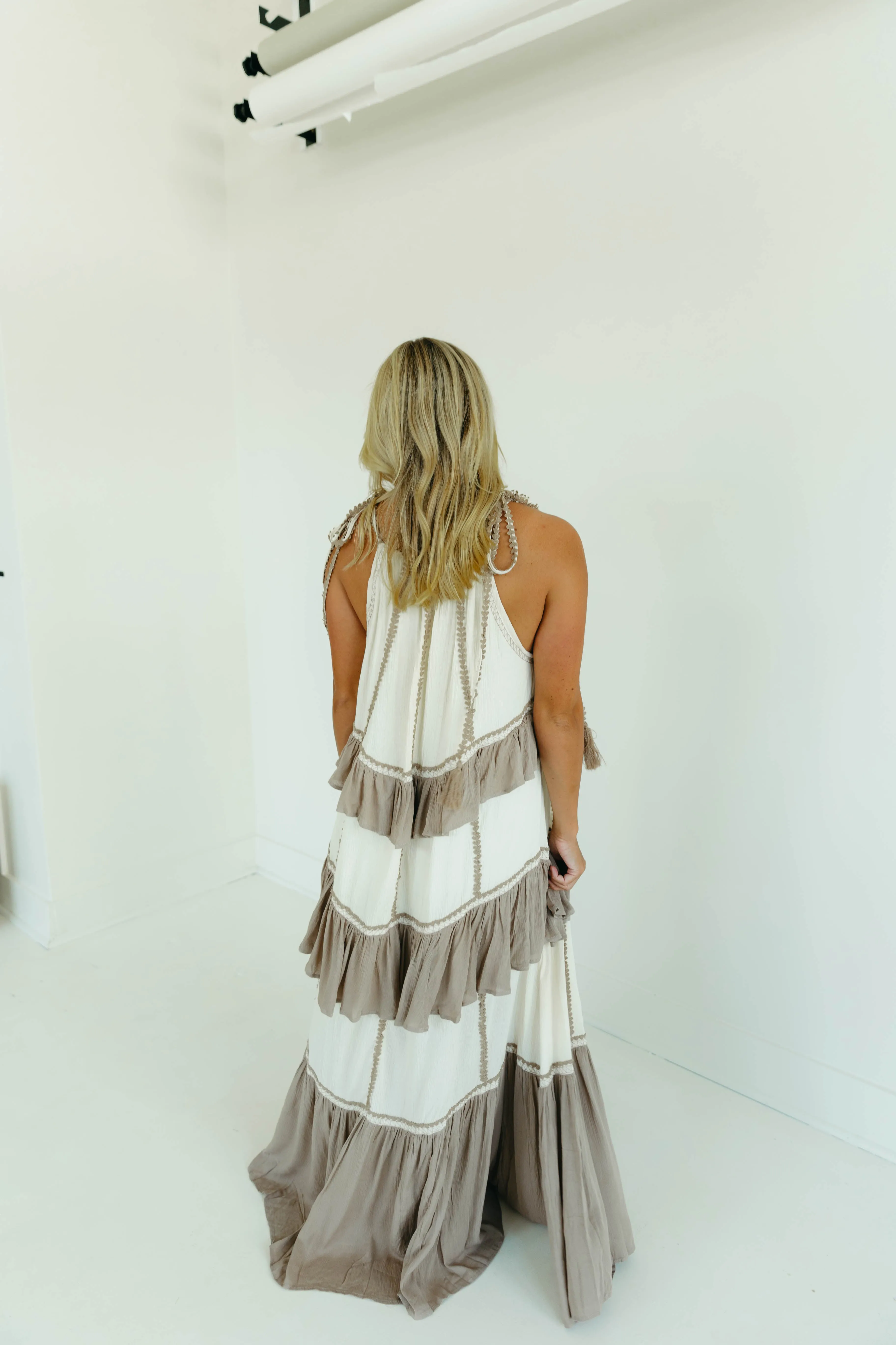 April Maxi Dress - Ivory/Taupe