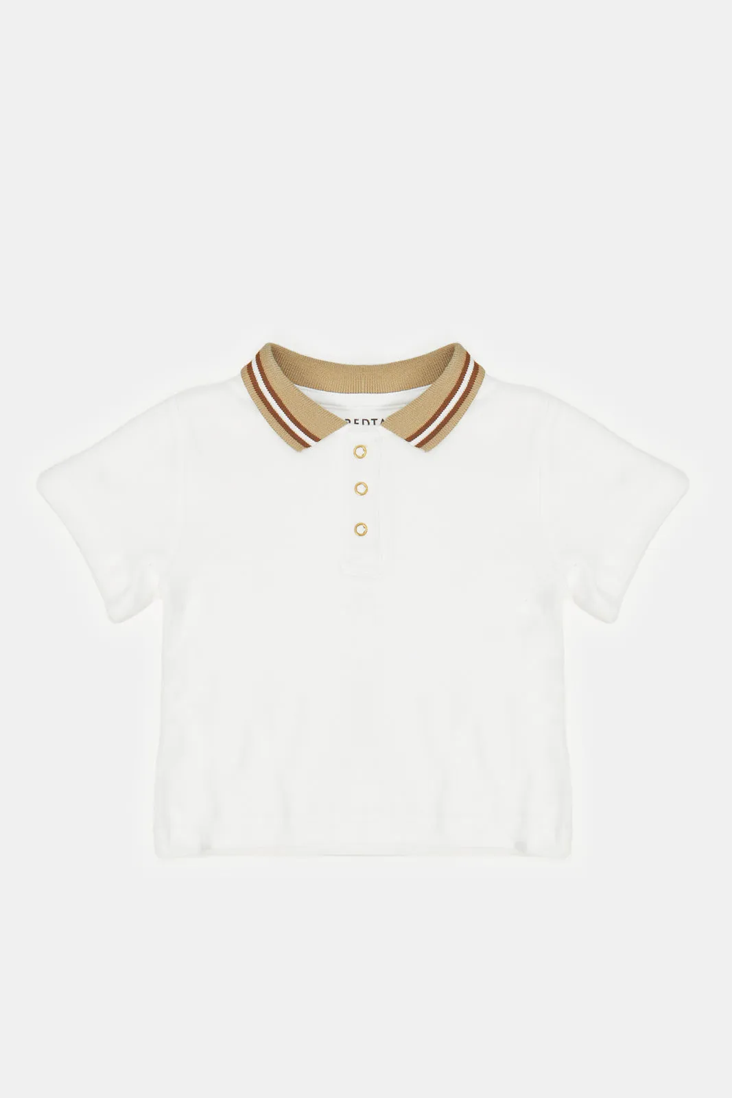 Baby Beige Crown Polo Shirt And Dungaree Set (2 Piece)