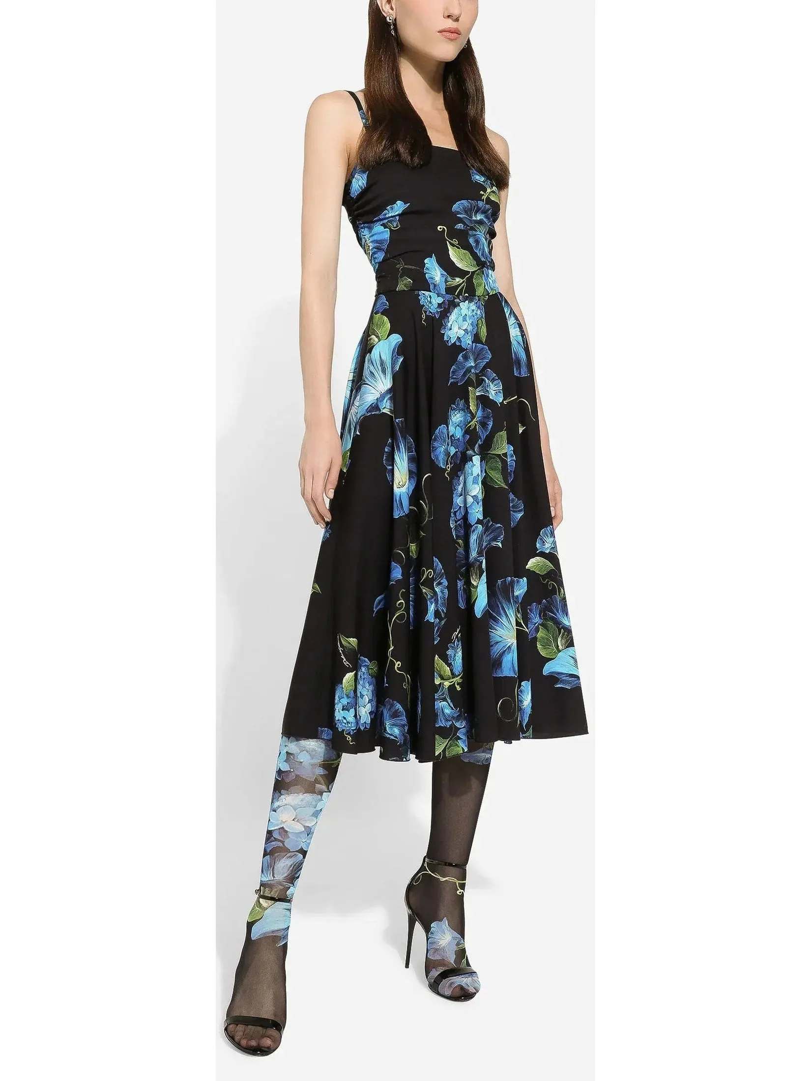 Bluebell Floral Print Strapless Charmeuse Dress