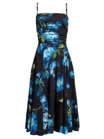 Bluebell Floral Print Strapless Charmeuse Dress