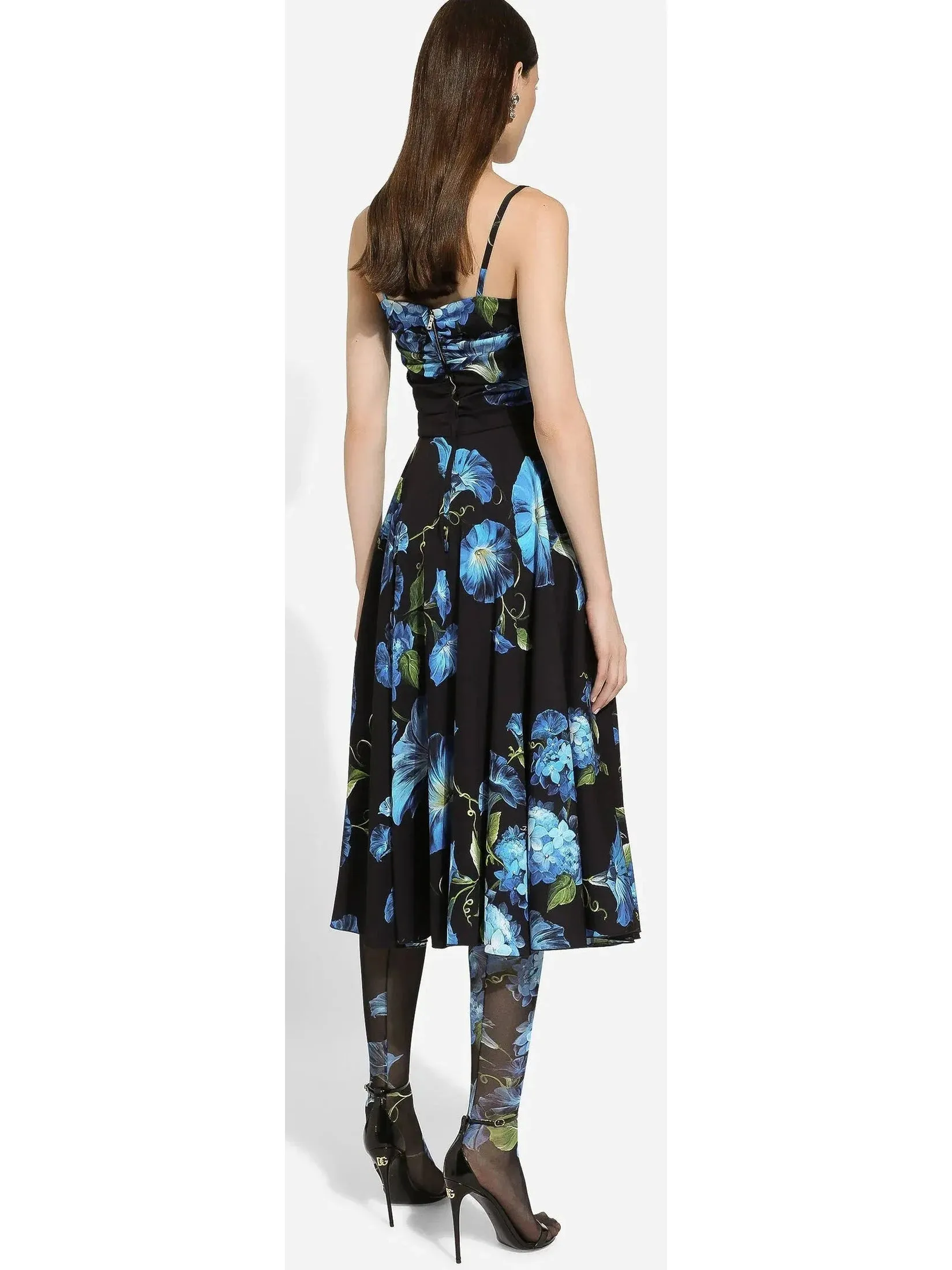 Bluebell Floral Print Strapless Charmeuse Dress