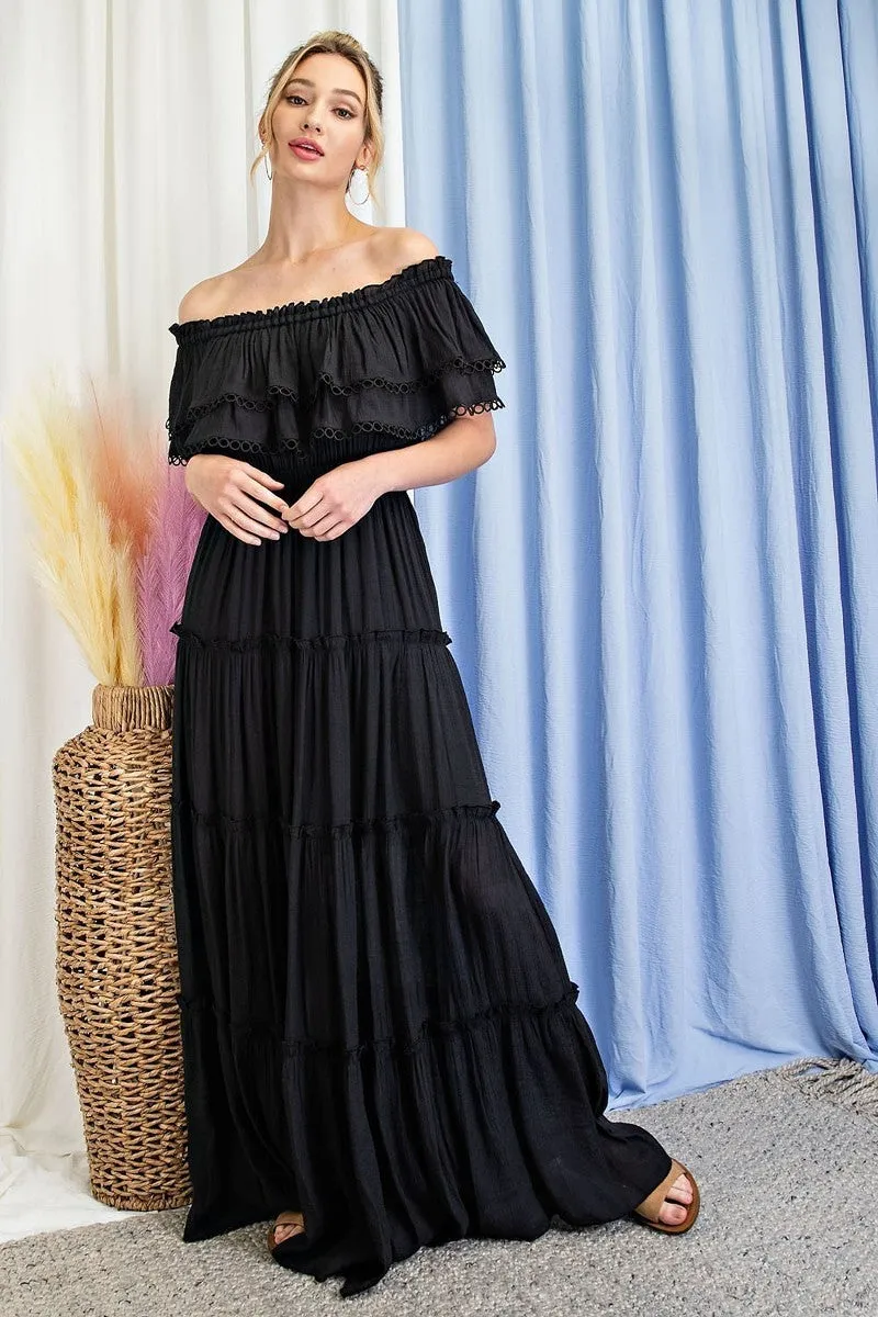 Bohemian Ruffle Tiered Maxi Dress