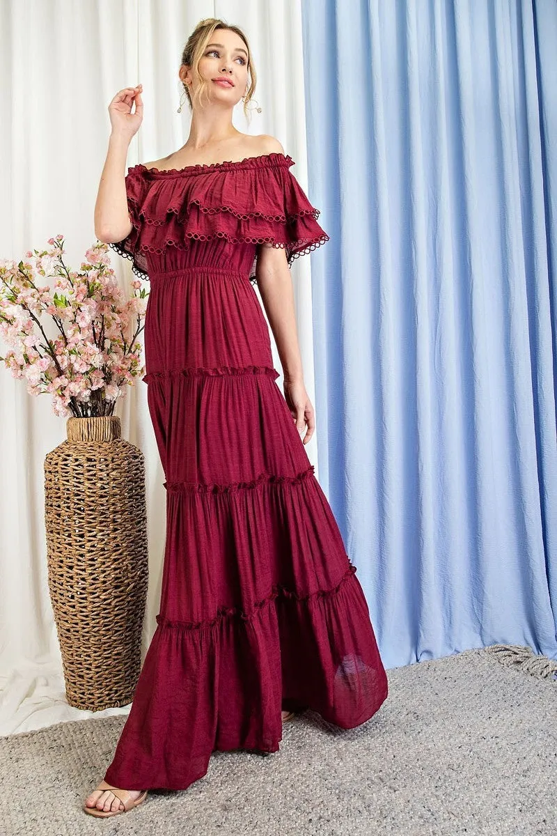 Bohemian Ruffle Tiered Maxi Dress