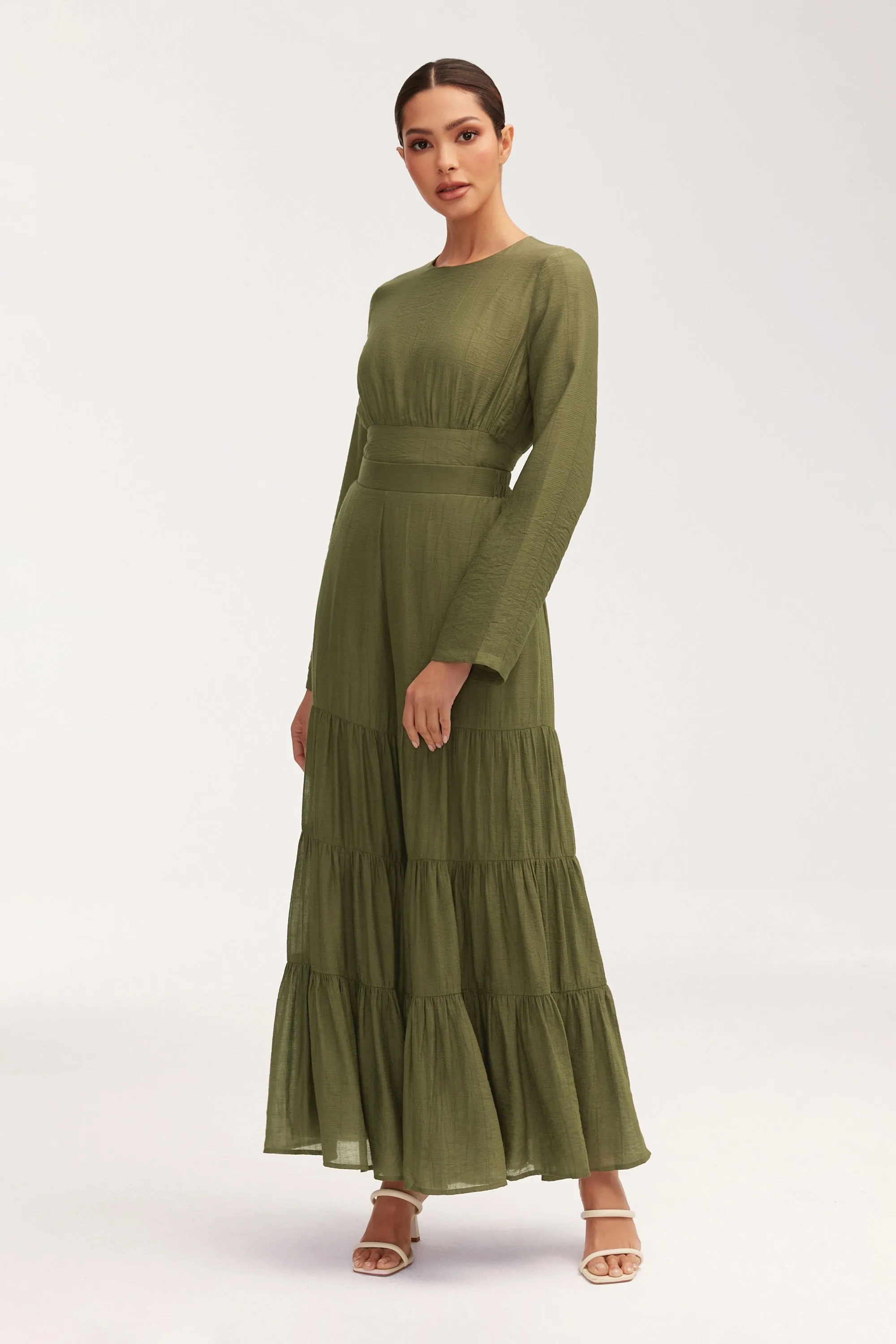 Bushra Palazzo Wide Leg Pants - Olive