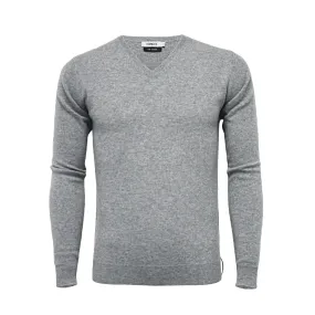 Cashmere V Neck Sweater Silver Grey