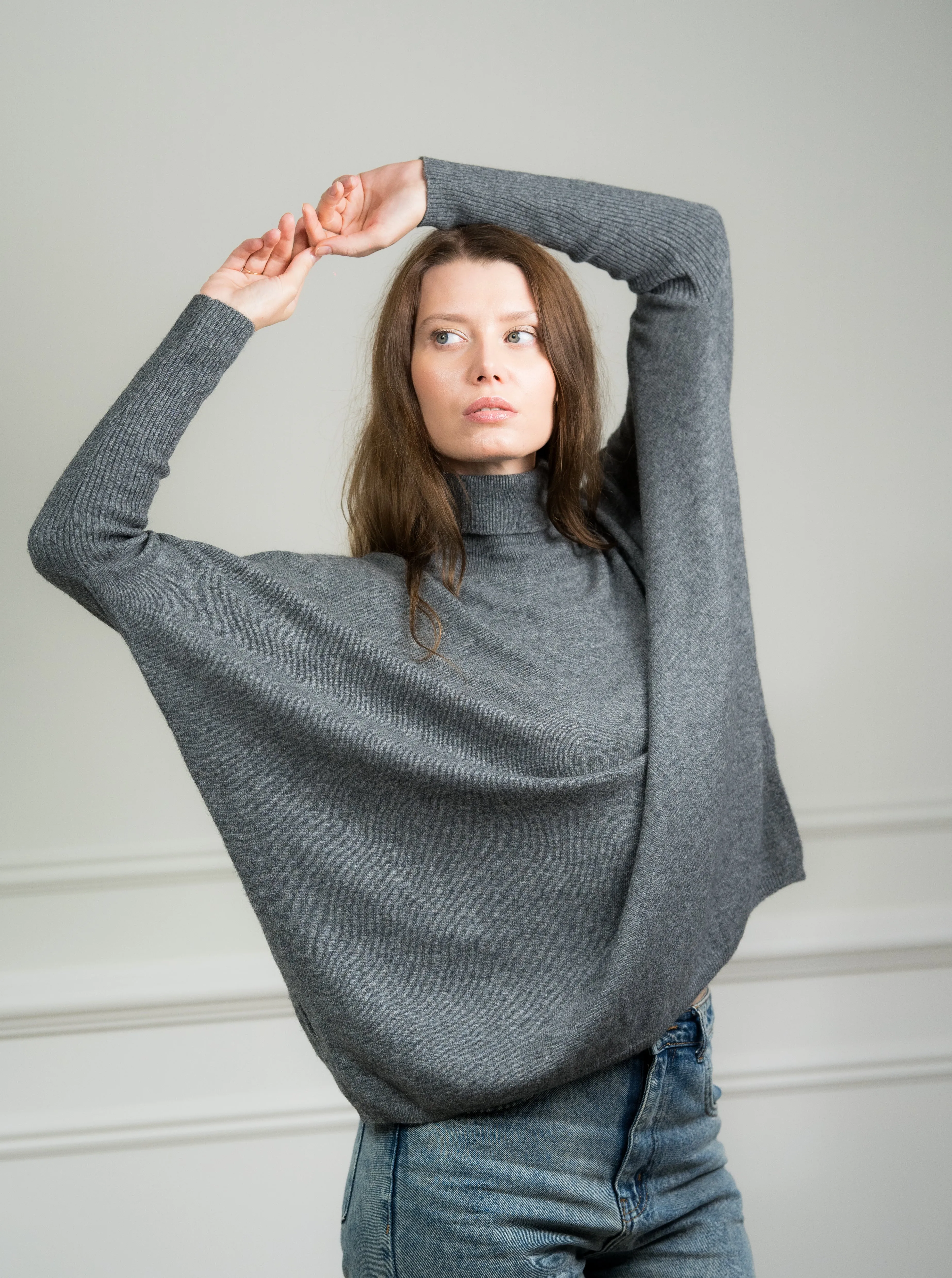 Charcoal Cashmere Boxy Sweater