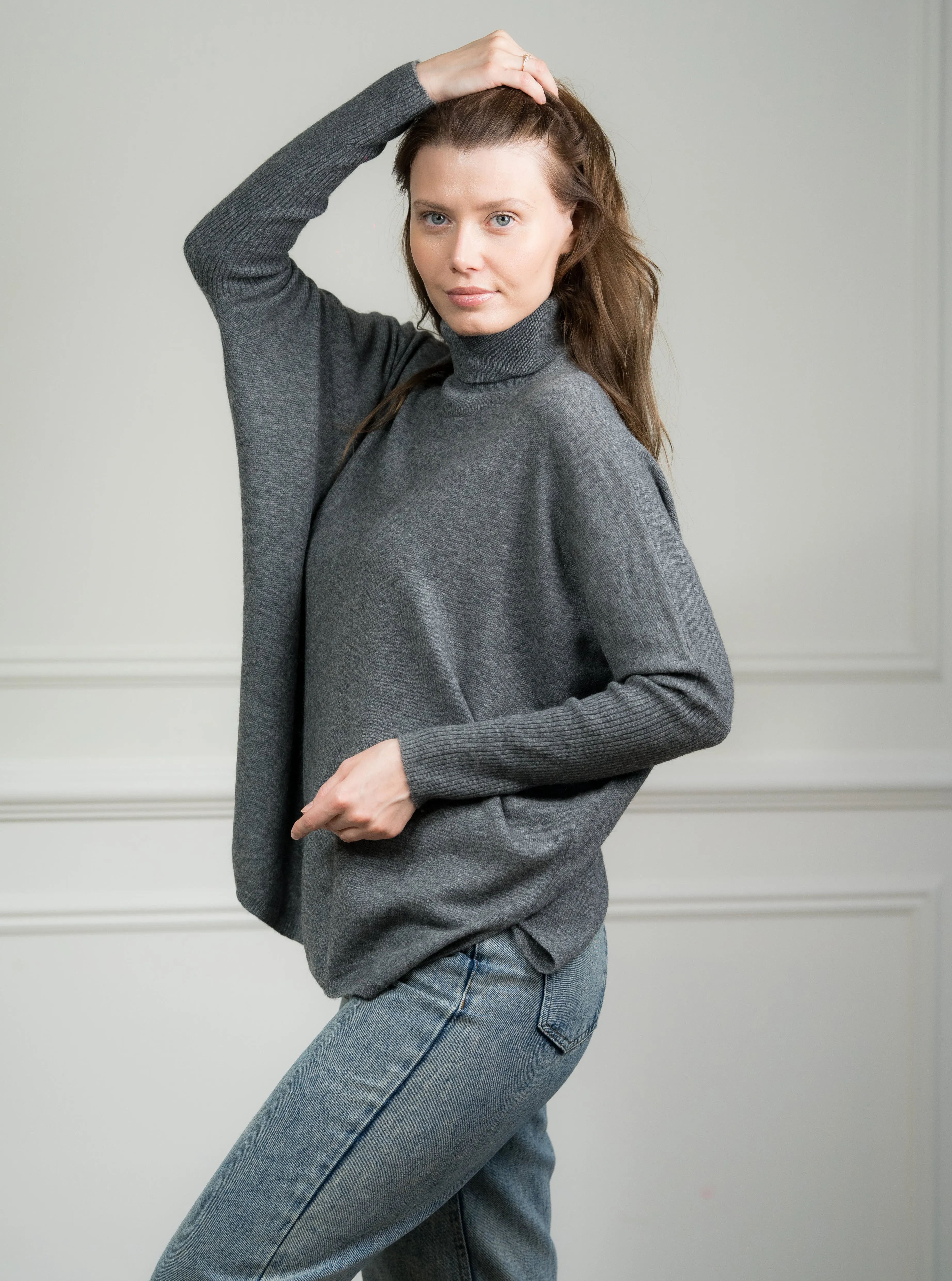 Charcoal Cashmere Boxy Sweater