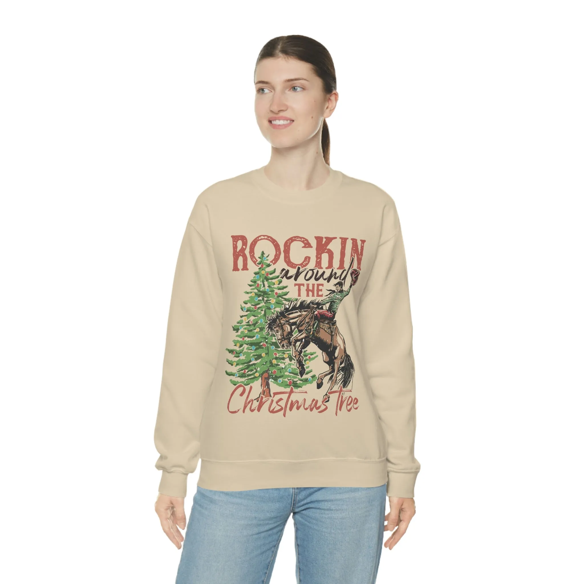 Country Christmas Rockin' around the Christmas Tree Women's Unisex Heavy Blend Crewneck Sweatshirt