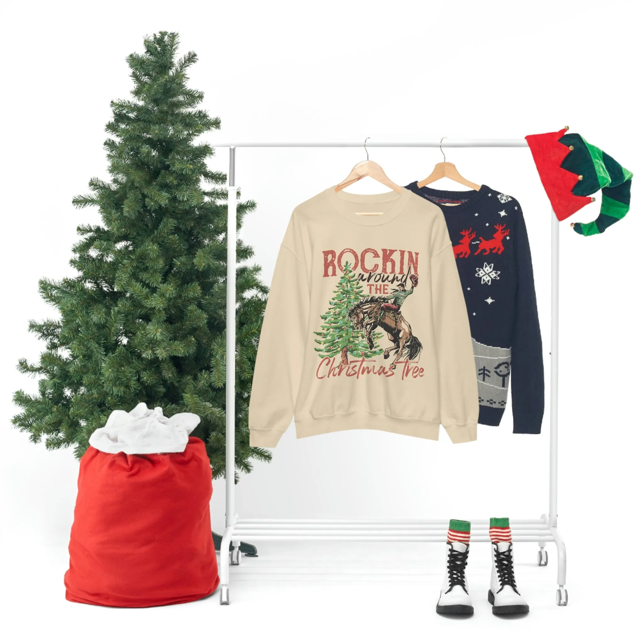 Country Christmas Rockin' around the Christmas Tree Women's Unisex Heavy Blend Crewneck Sweatshirt