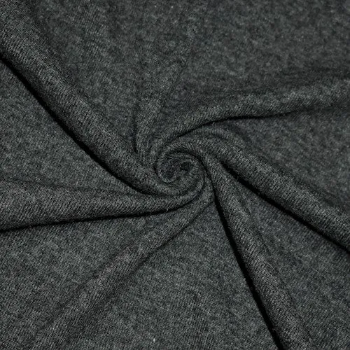 Deep Heather Gray 1x1 rib Knit Fabric