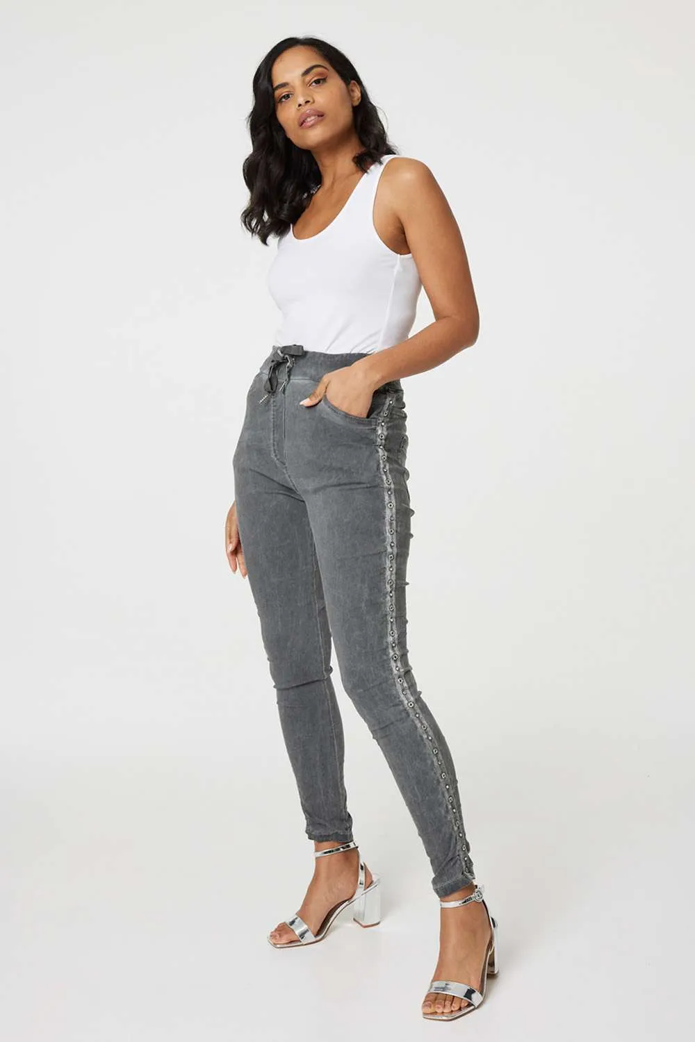 Denim Embellished Side Jeggings