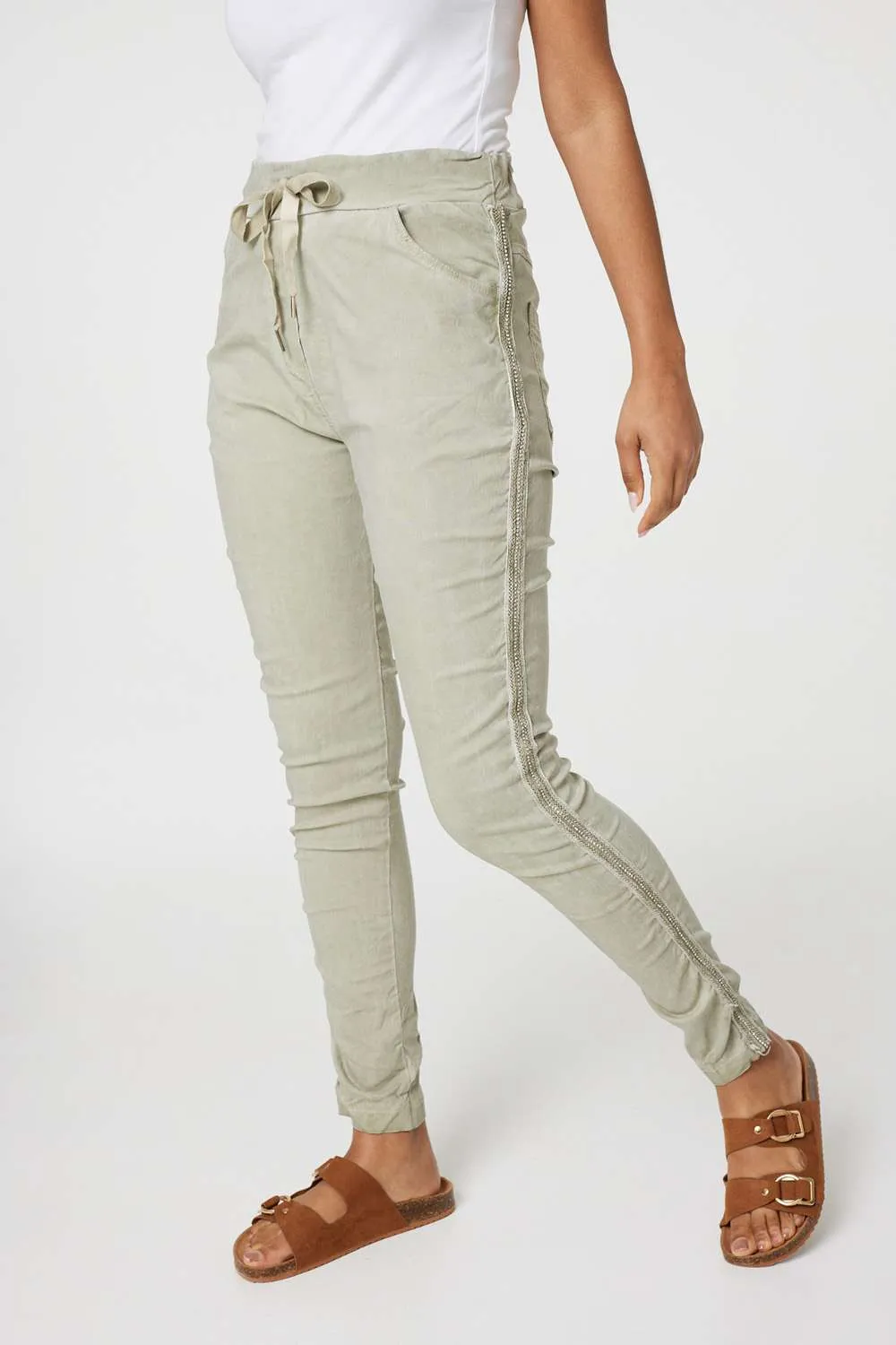 Denim Embellished Side Jeggings