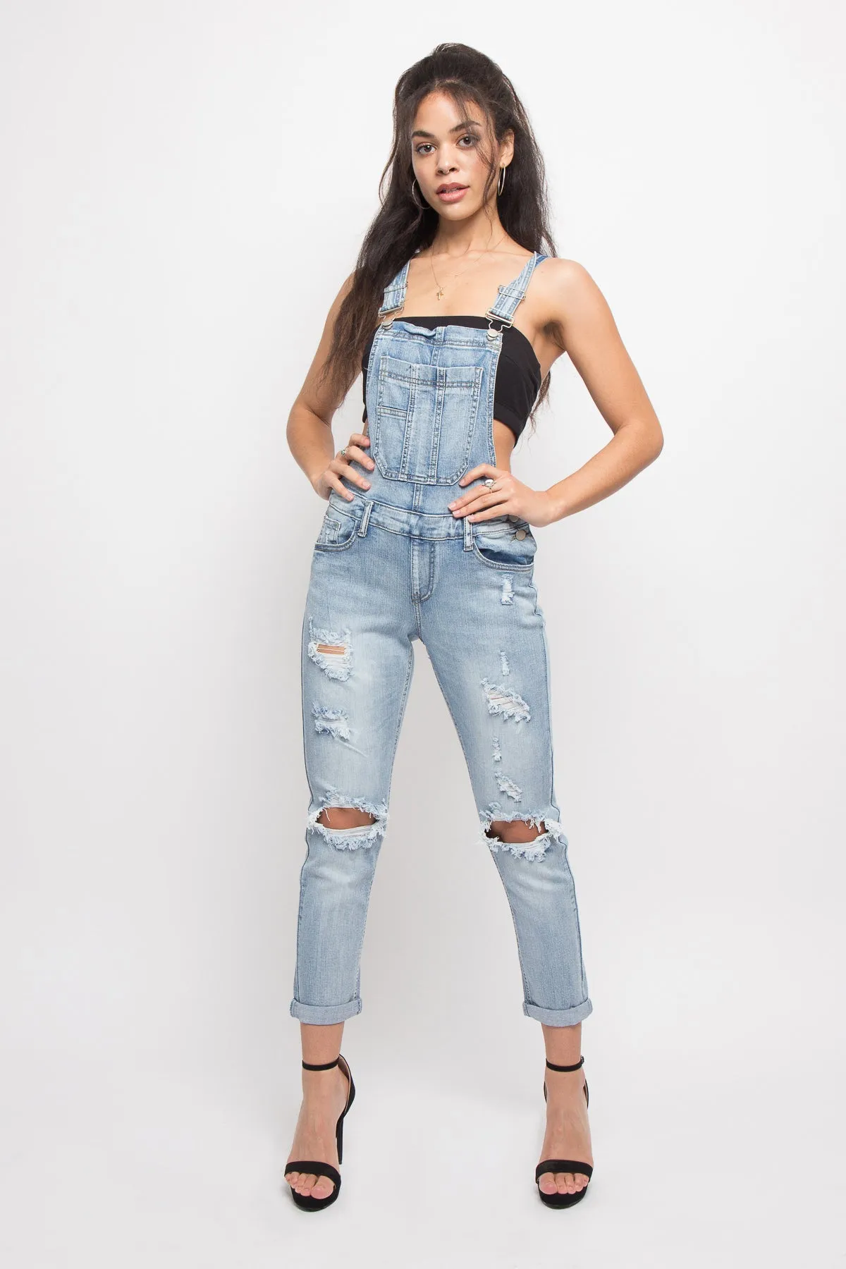 Destroyed Denim Overalls