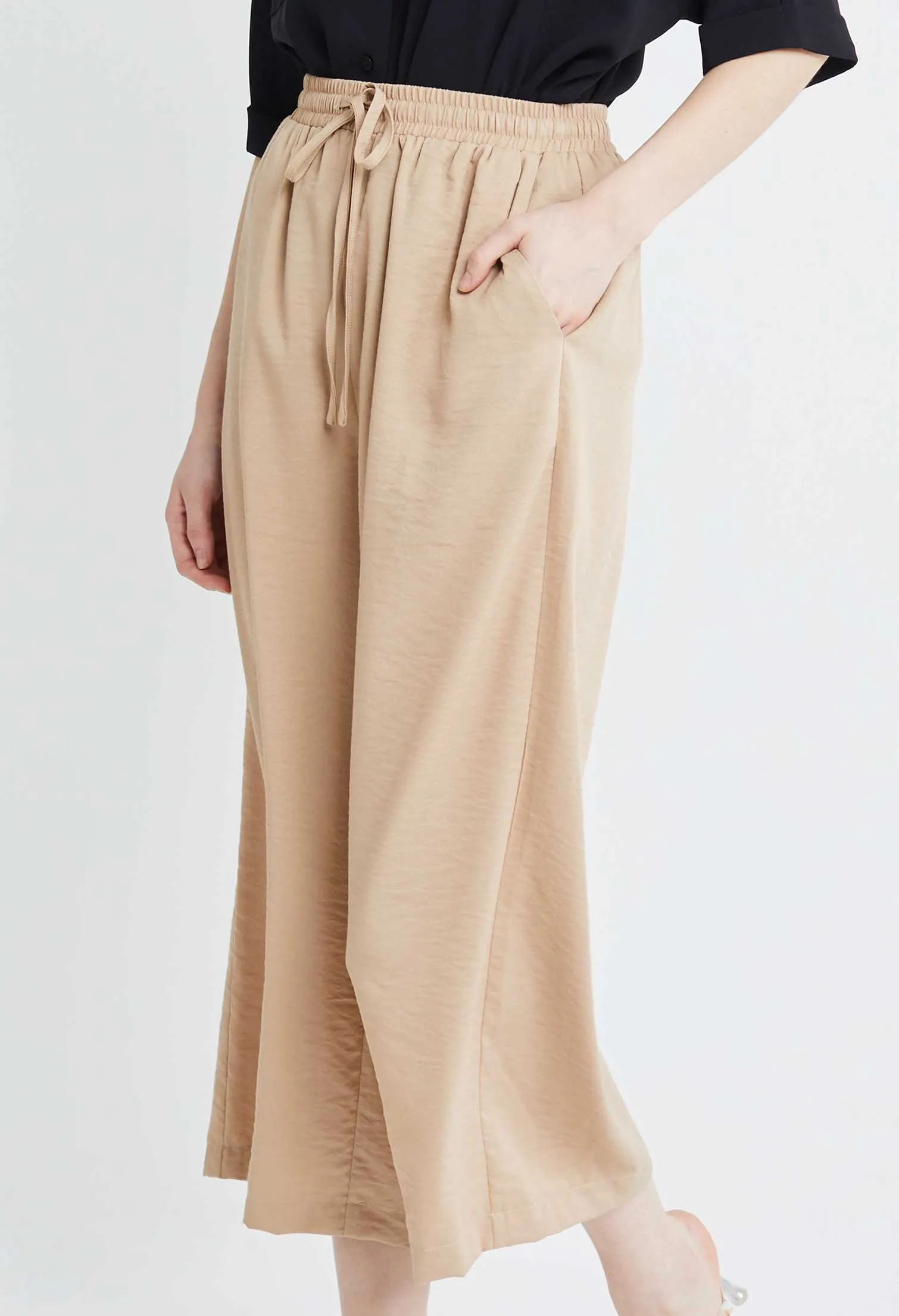 Drawstring Palazzo Culotte Pants