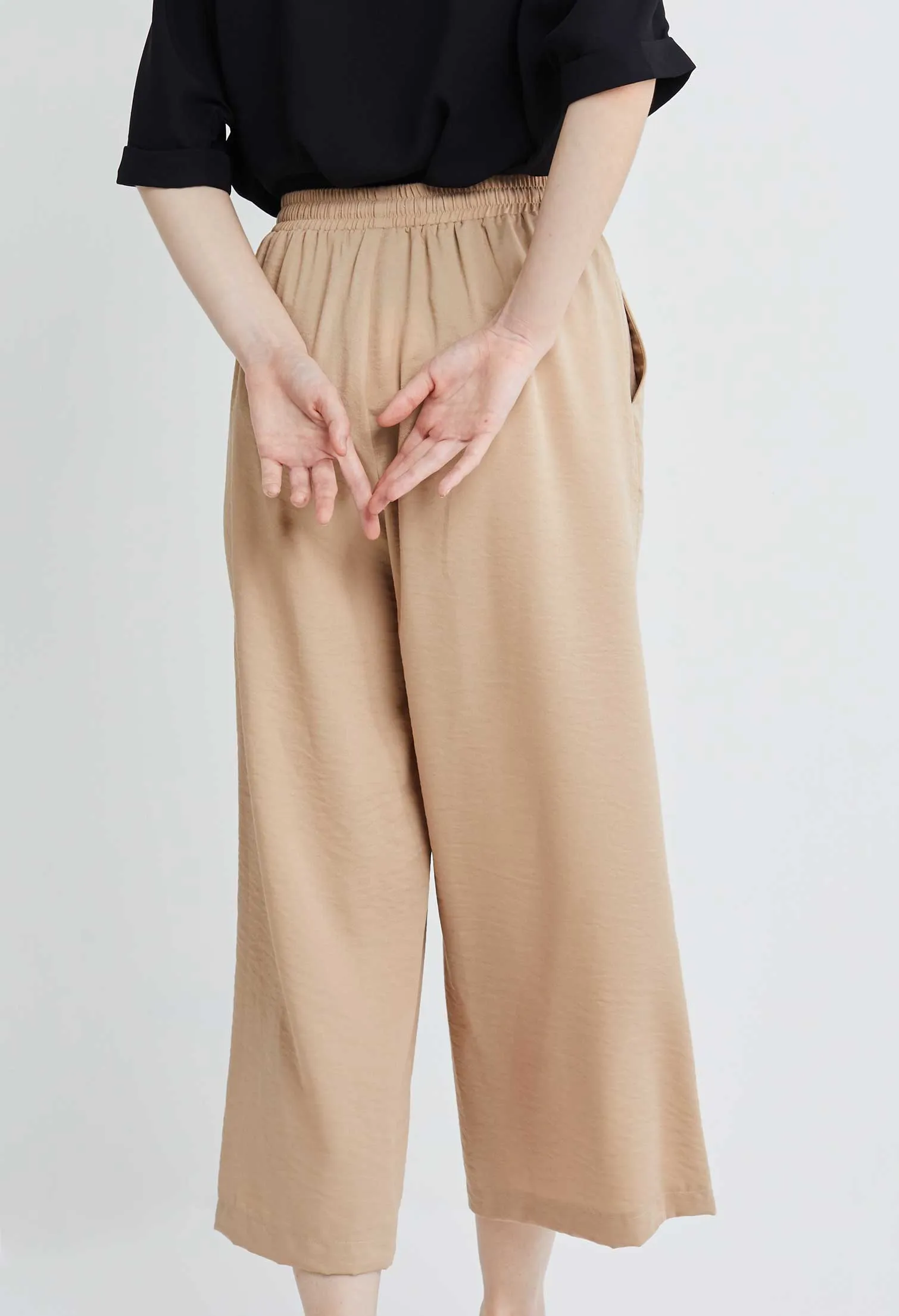 Drawstring Palazzo Culotte Pants