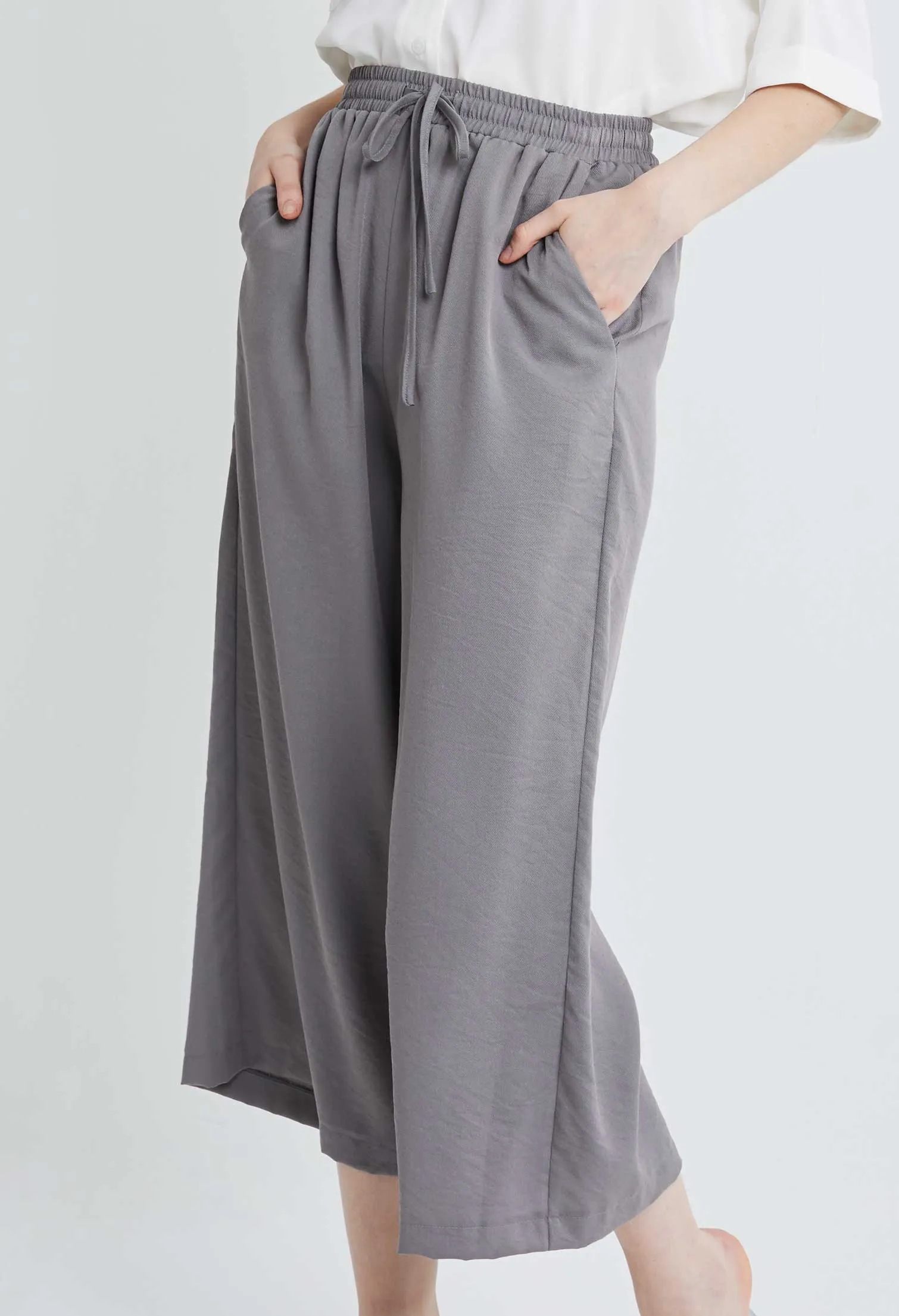 Drawstring Palazzo Culotte Pants