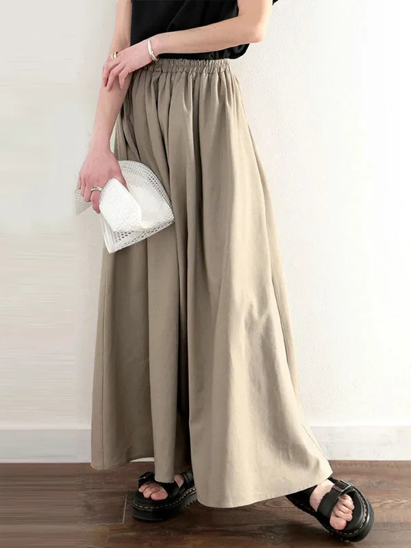 Elasticity Solid Color A-Line Loose Skirts Bottoms