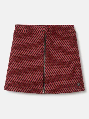 Elle Girls Red Printed Regular Fit A-Line Skirt