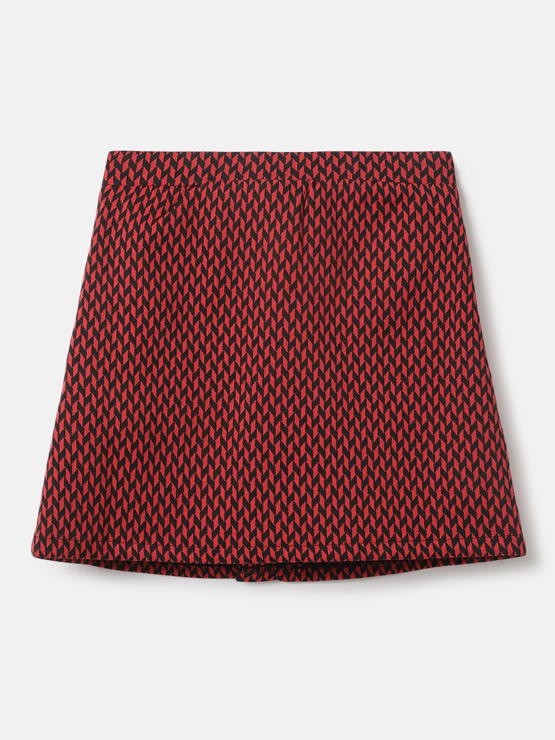 Elle Girls Red Printed Regular Fit A-Line Skirt