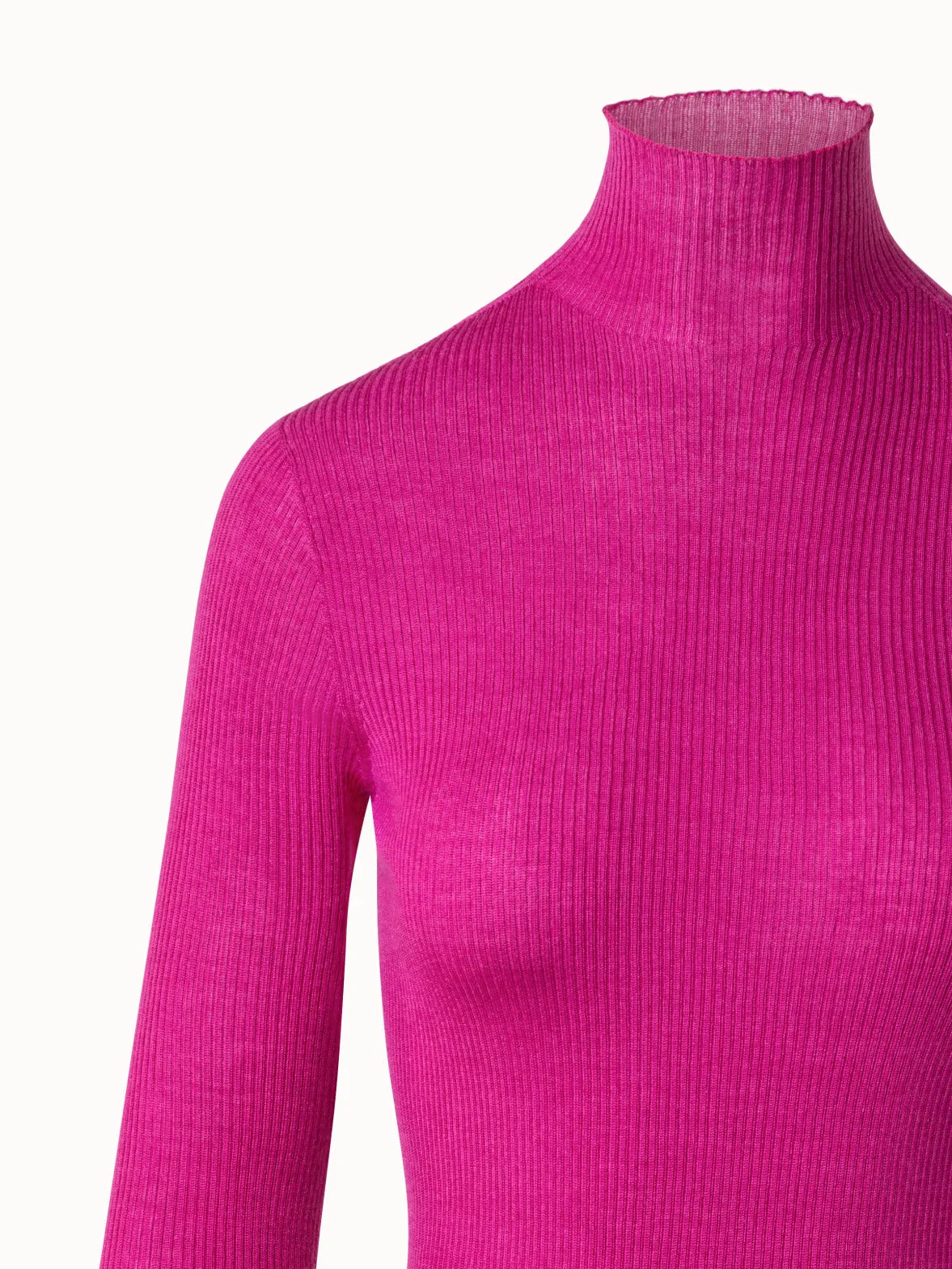 Fine Rib Cashmere Mock Neck Sweater