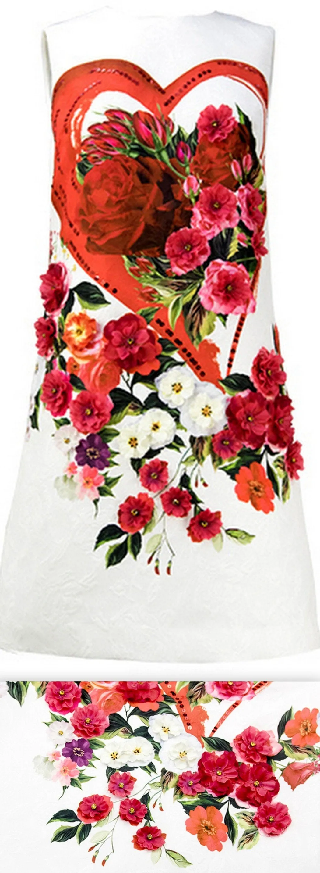 Floral and Heart Embellished Mini Dress