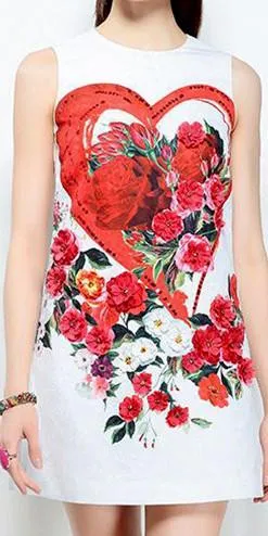 Floral and Heart Embellished Mini Dress