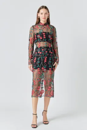 Floral Embroidered Midi Dress