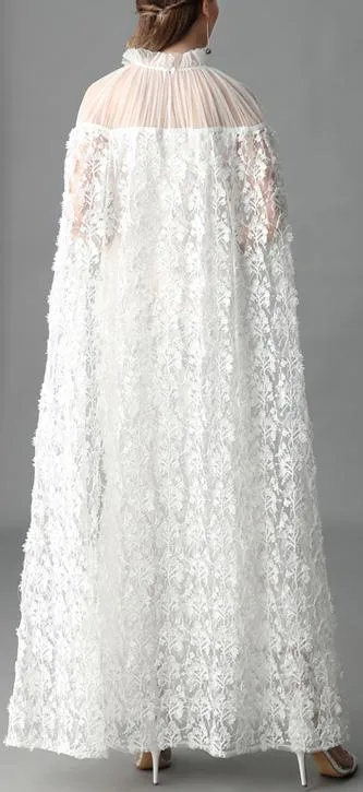 Floral Lace Cloak-Gown in White