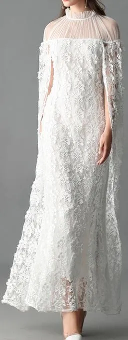 Floral Lace Cloak-Gown in White