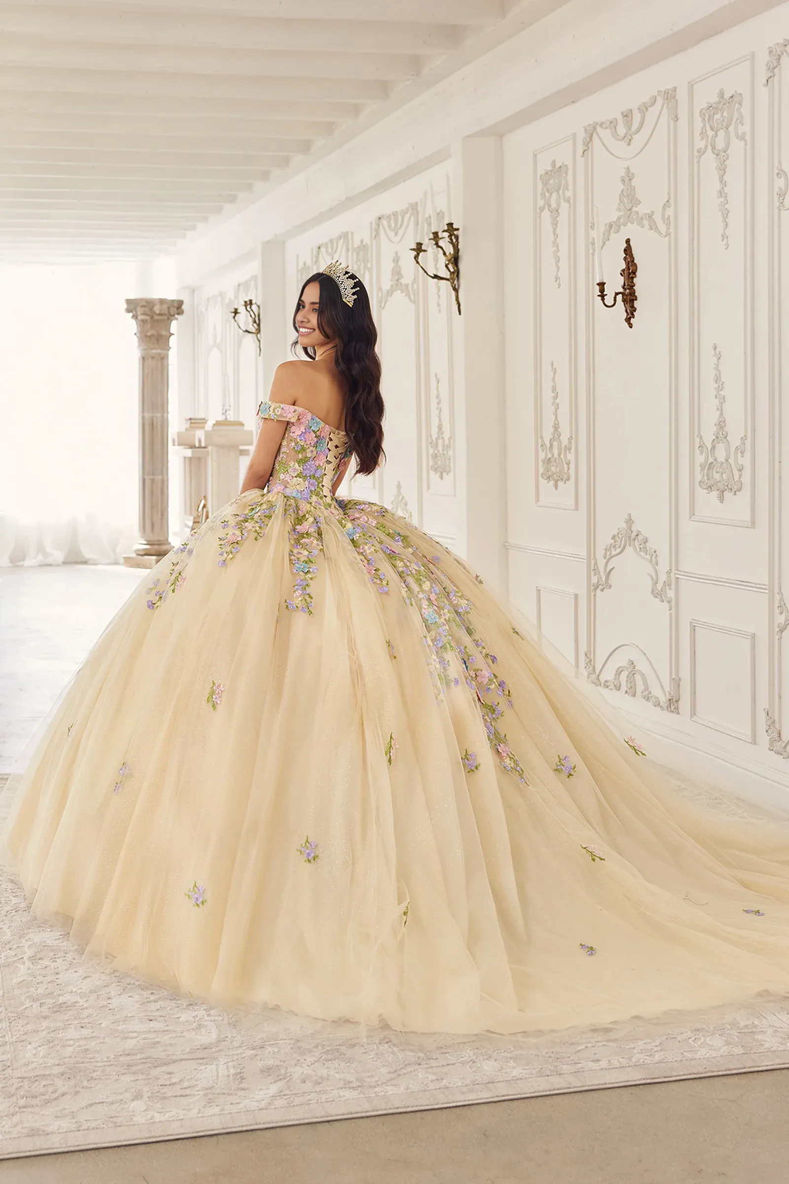 Floral Off Shoulder Ball Gown Quinceanera Dresses Princess Dress