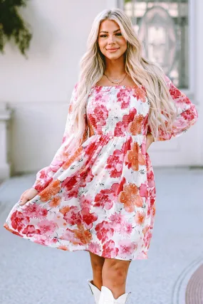 Floral Print Smocked Mini Dresses