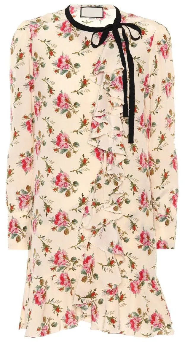 Floral Printed Silk Dress