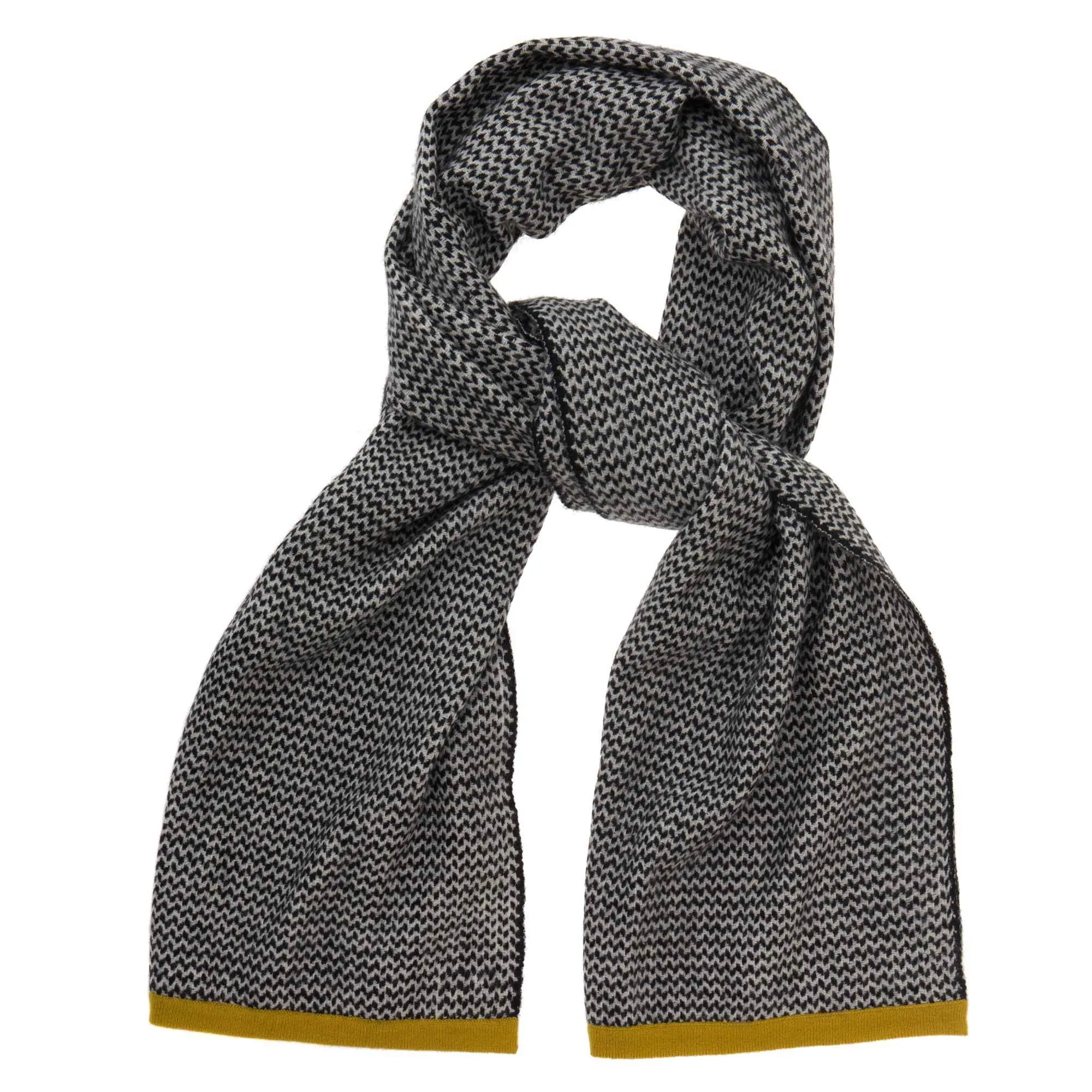 Foligno Cashmere Scarf [Black/Cream/Ochre]