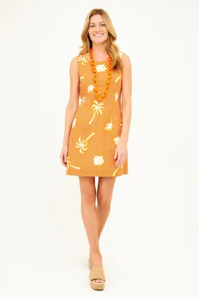 Ginnie Shift Dress- Dominica Orange Palm Print