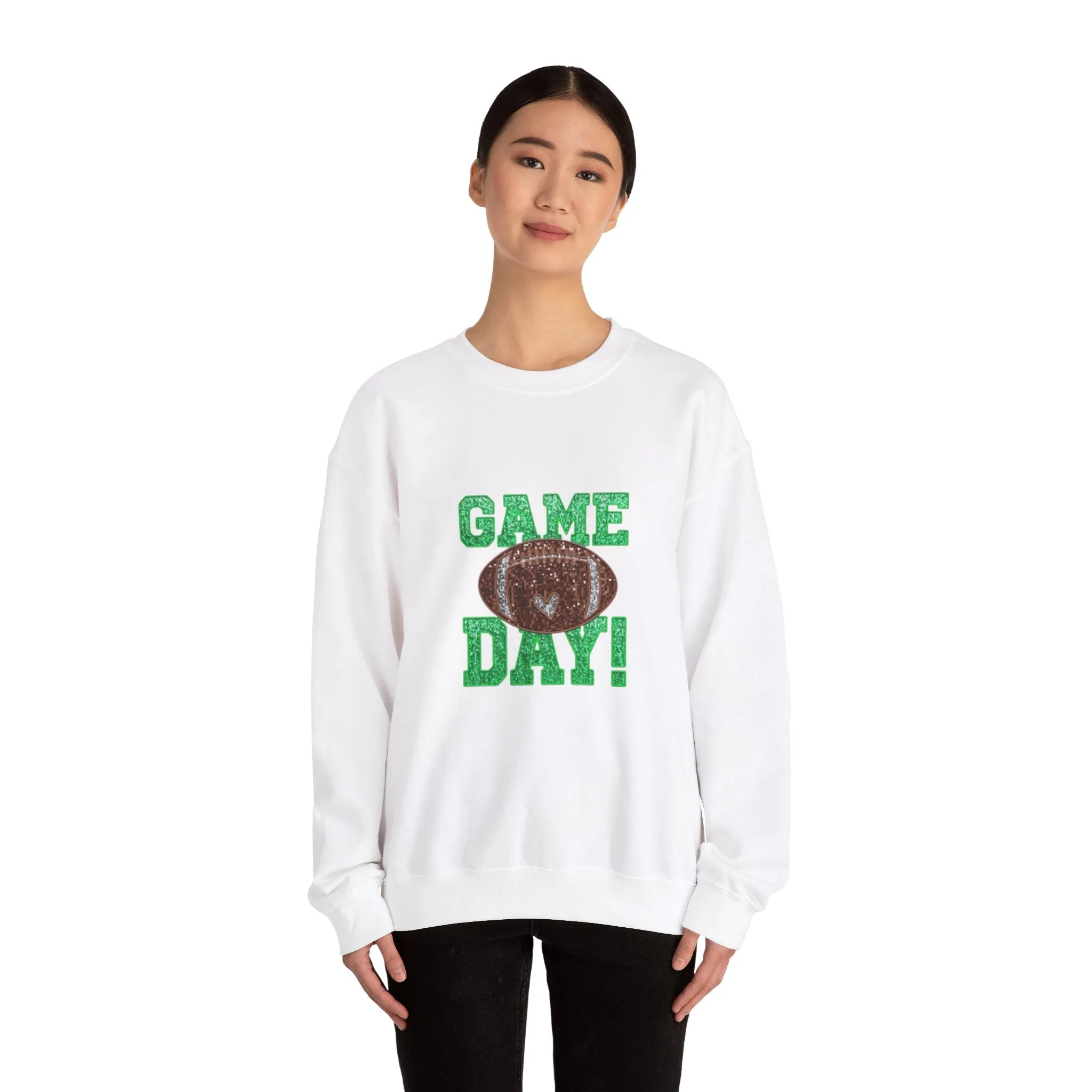 Glitter game day football Tayvis Super Bowl Football mom Game day shirt Unisex Heavy Blend™ Crewneck Sweatshirt