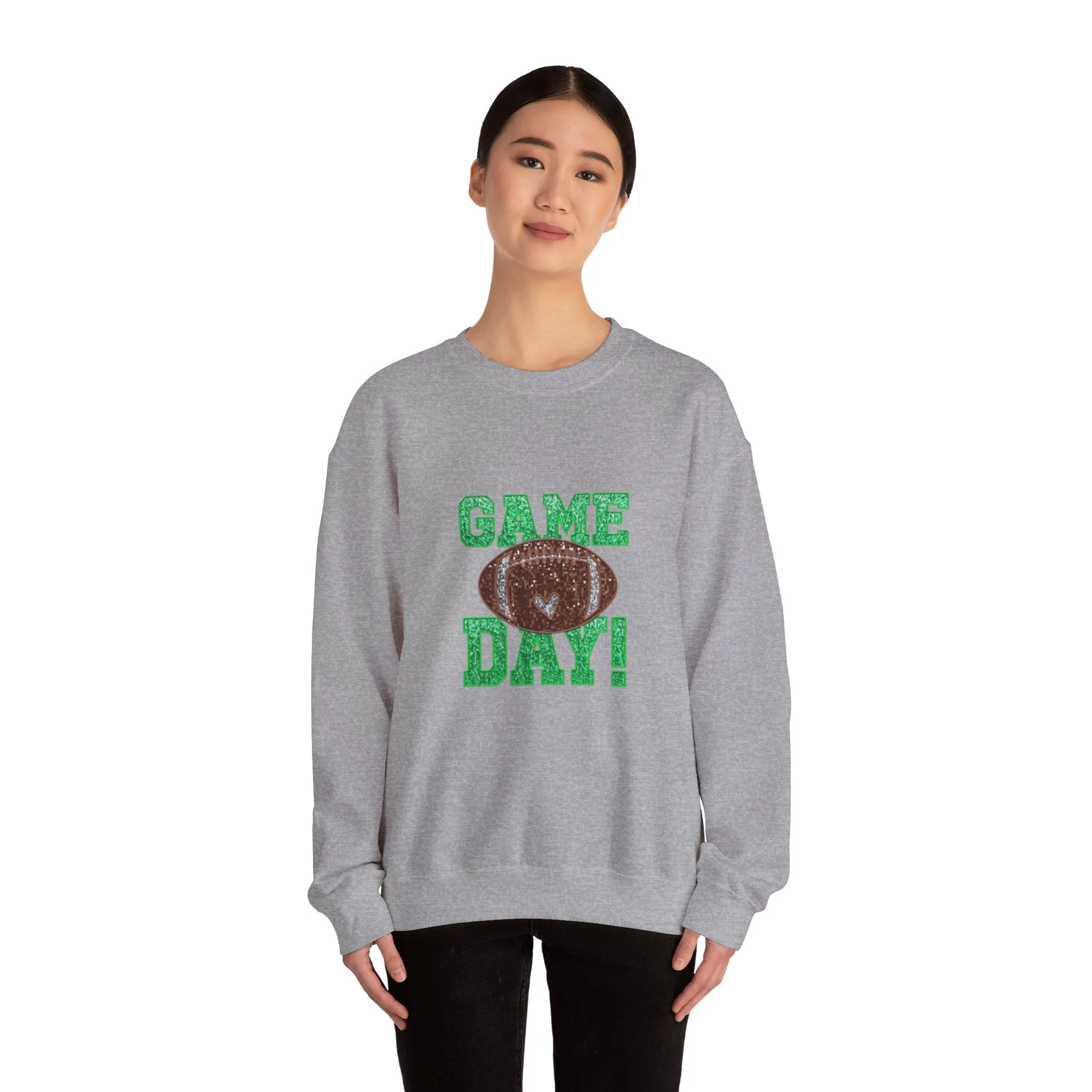 Glitter game day football Tayvis Super Bowl Football mom Game day shirt Unisex Heavy Blend™ Crewneck Sweatshirt