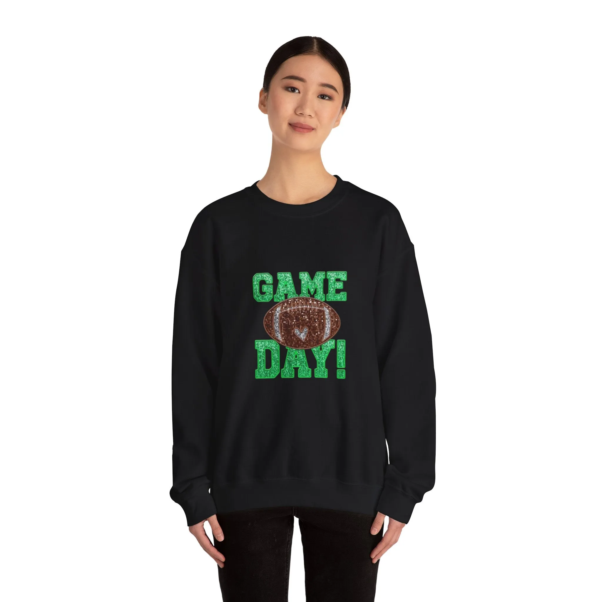 Glitter game day football Tayvis Super Bowl Football mom Game day shirt Unisex Heavy Blend™ Crewneck Sweatshirt