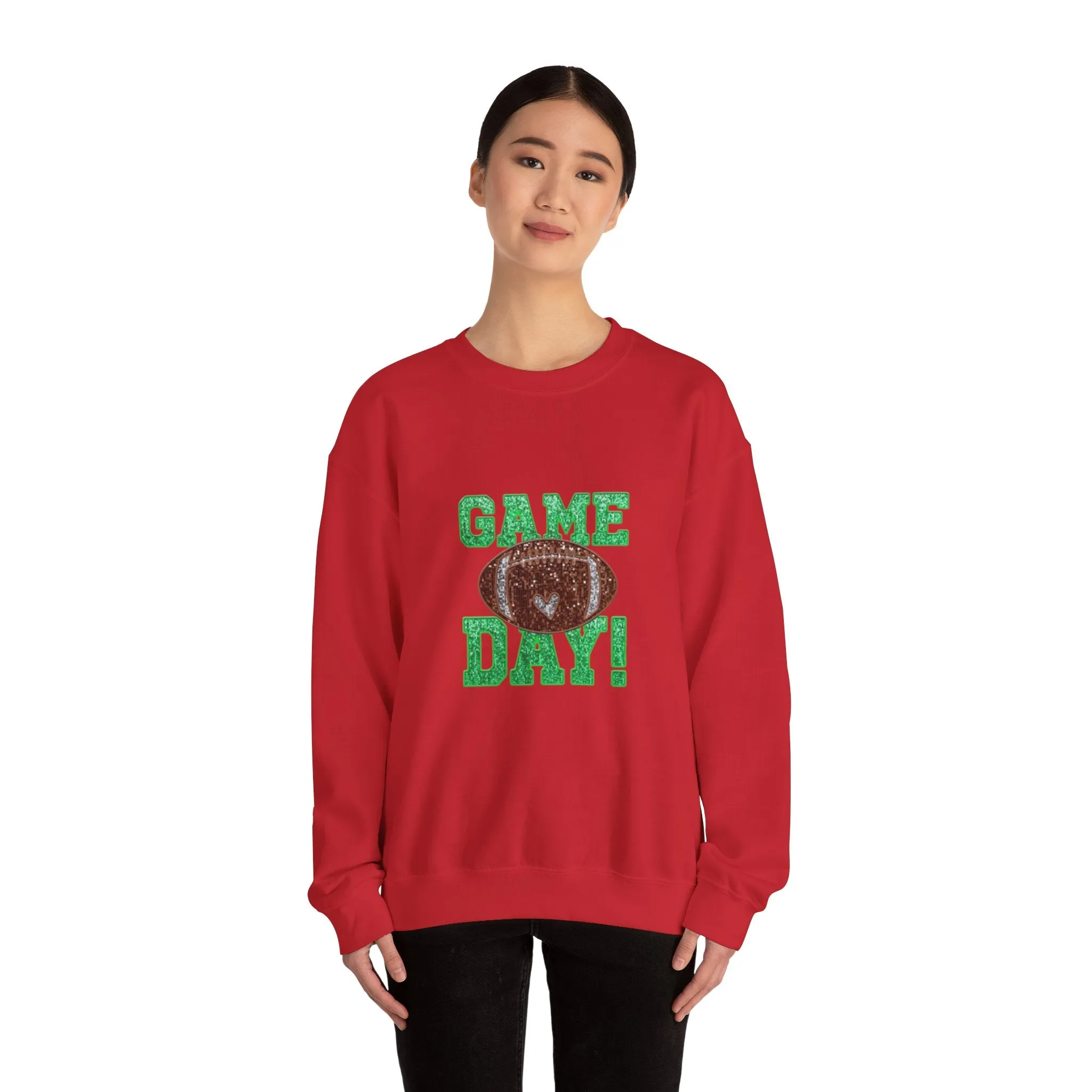 Glitter game day football Tayvis Super Bowl Football mom Game day shirt Unisex Heavy Blend™ Crewneck Sweatshirt