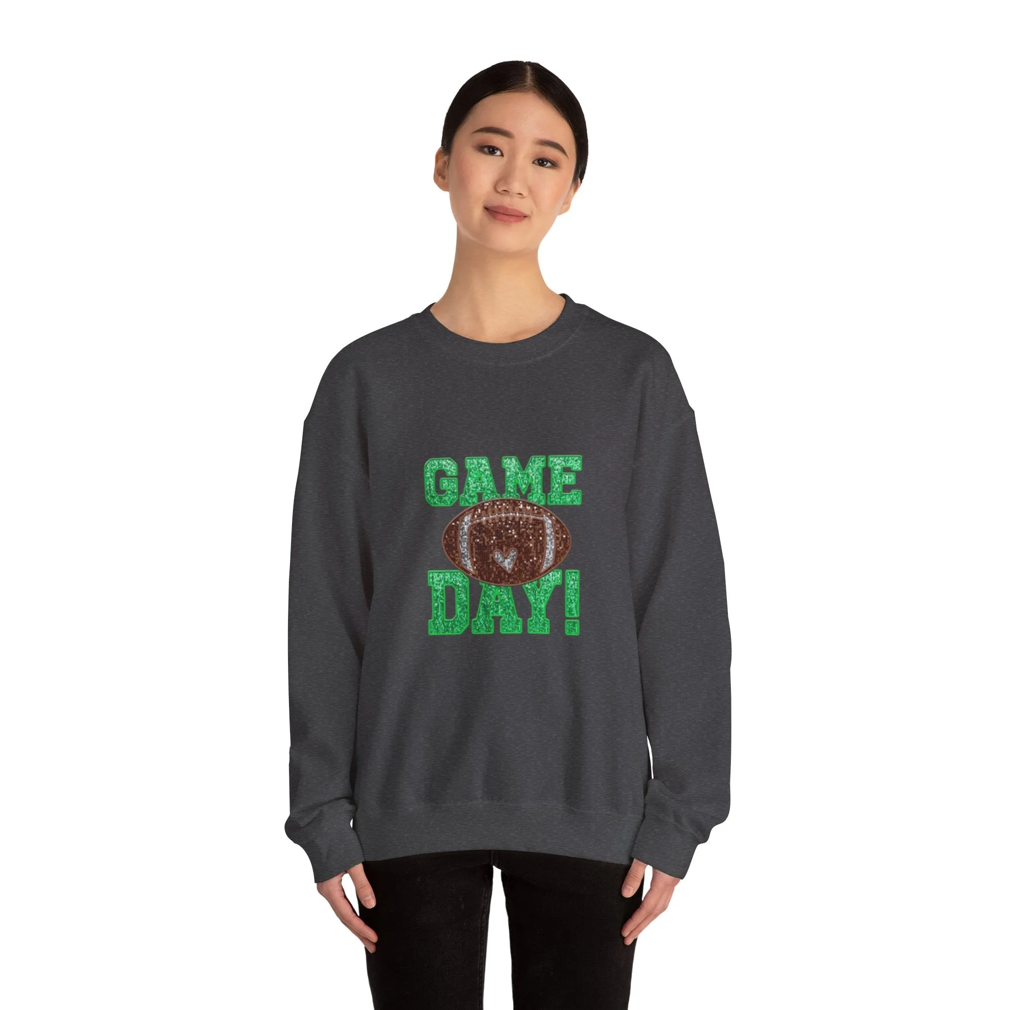 Glitter game day football Tayvis Super Bowl Football mom Game day shirt Unisex Heavy Blend™ Crewneck Sweatshirt