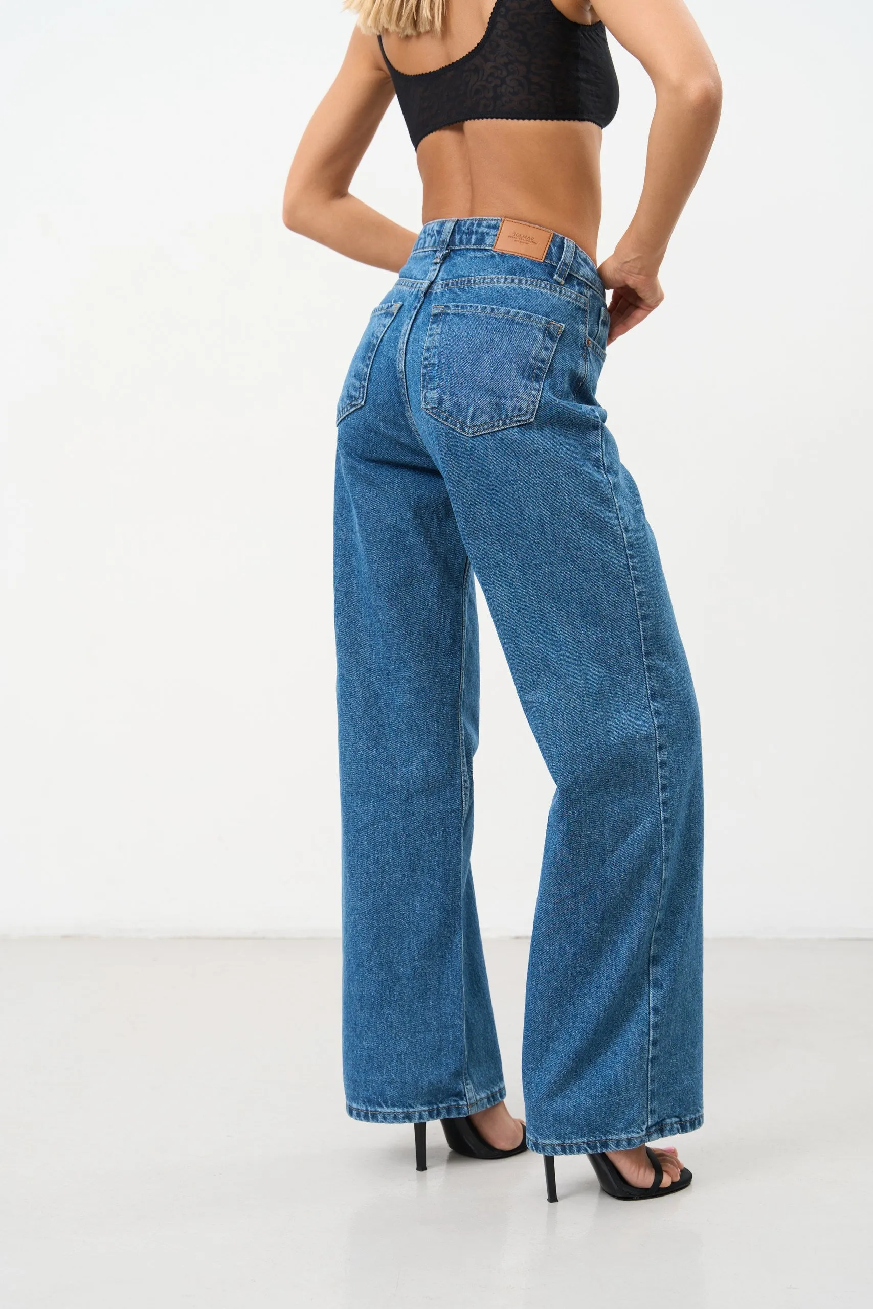 High Rise Blue Palazzo Jeans