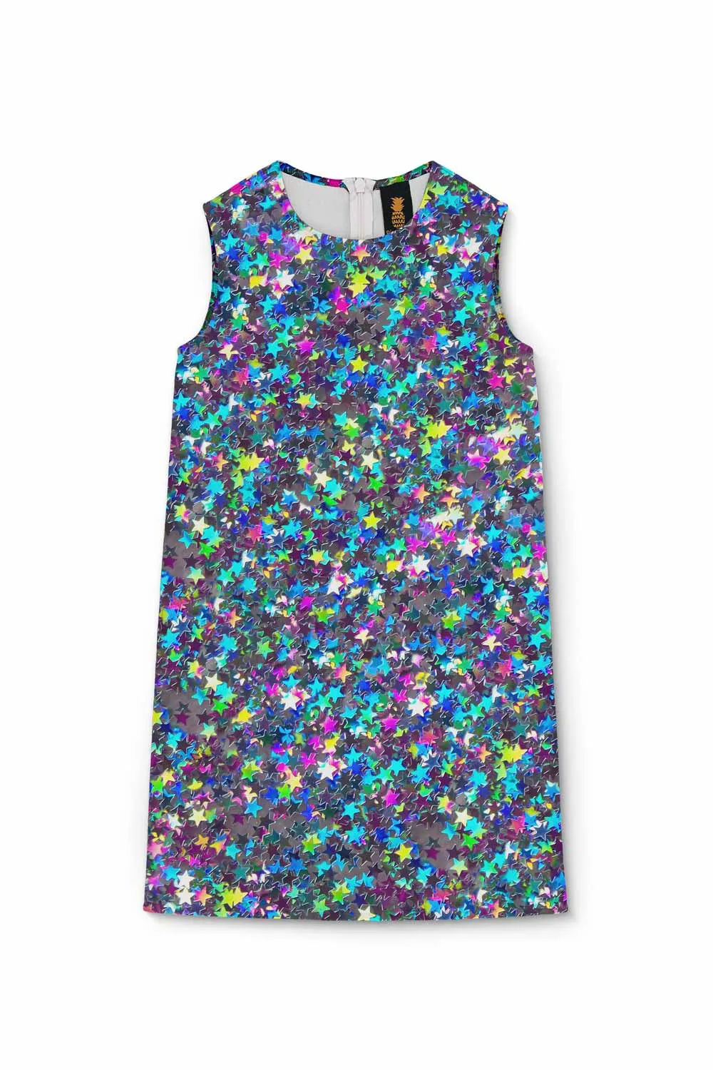 Hollywood Sparkle Adele Grey Star Print Holiday Shift Dress - Girls